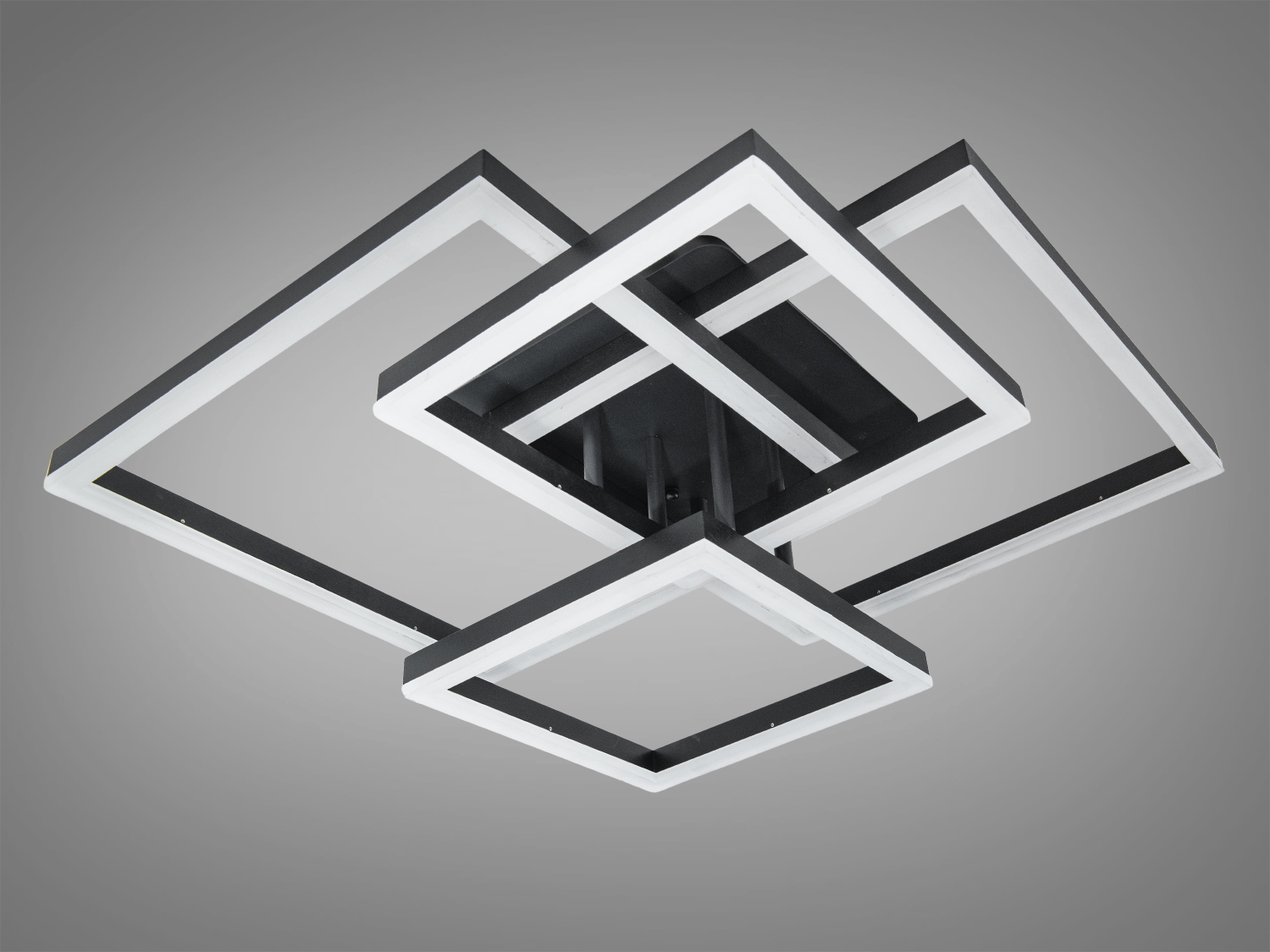 Світлодіодна стельова люстра чорна 120W чотири квадратні плафони