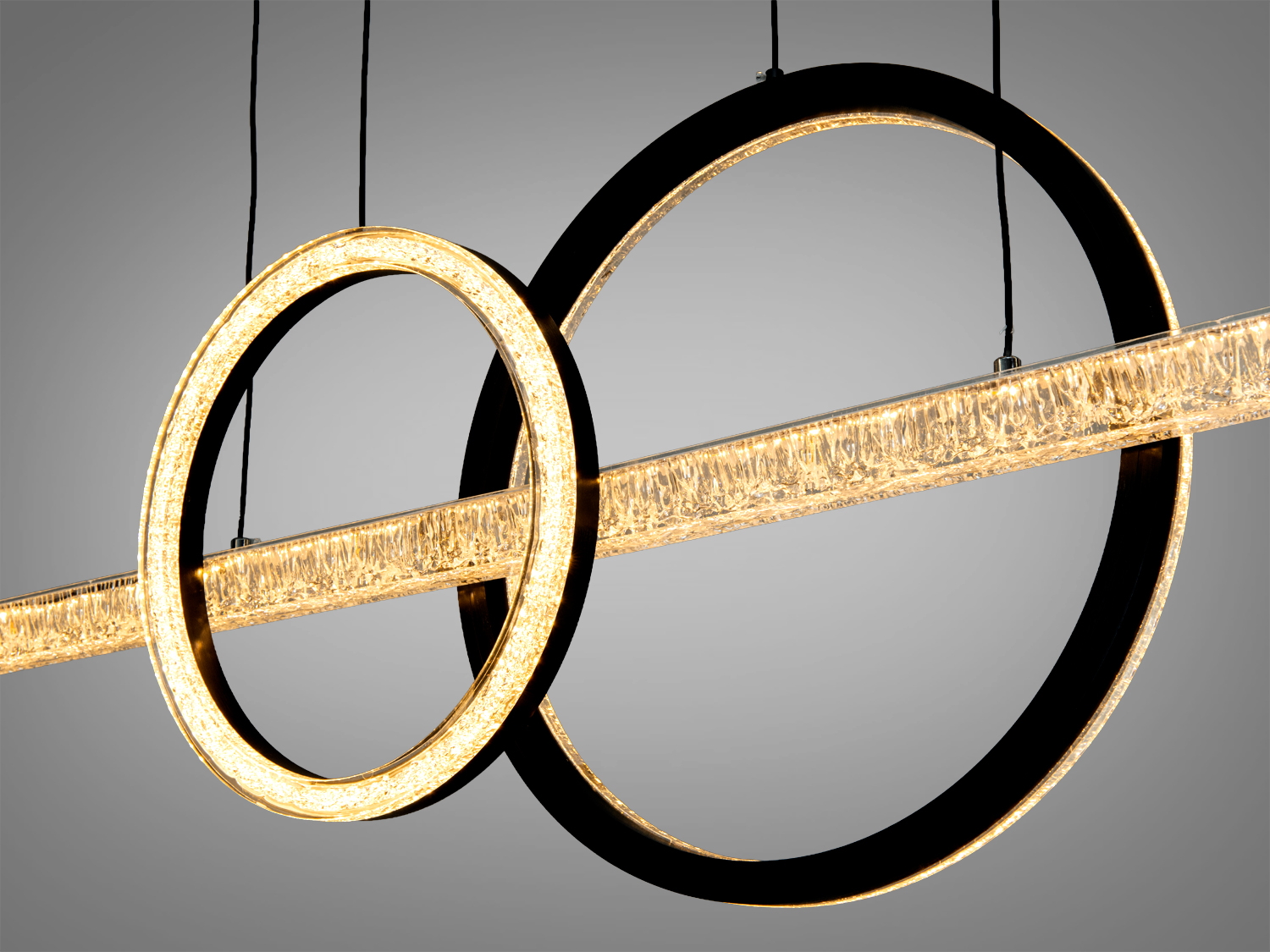 Світлодіодний підвіс чорний 72 Вт два кільця