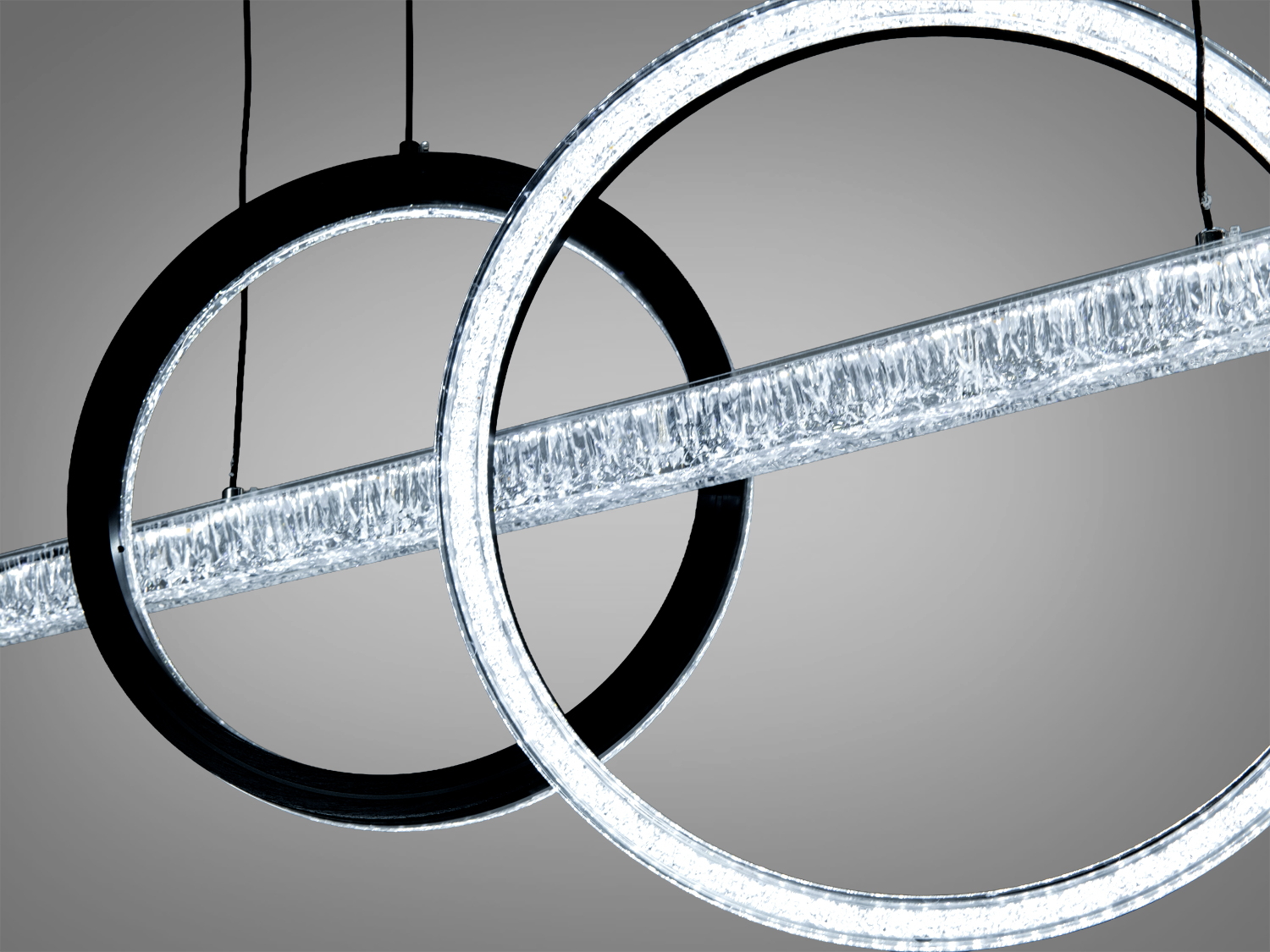 Світлодіодний підвіс чорний 72 Вт два кільця