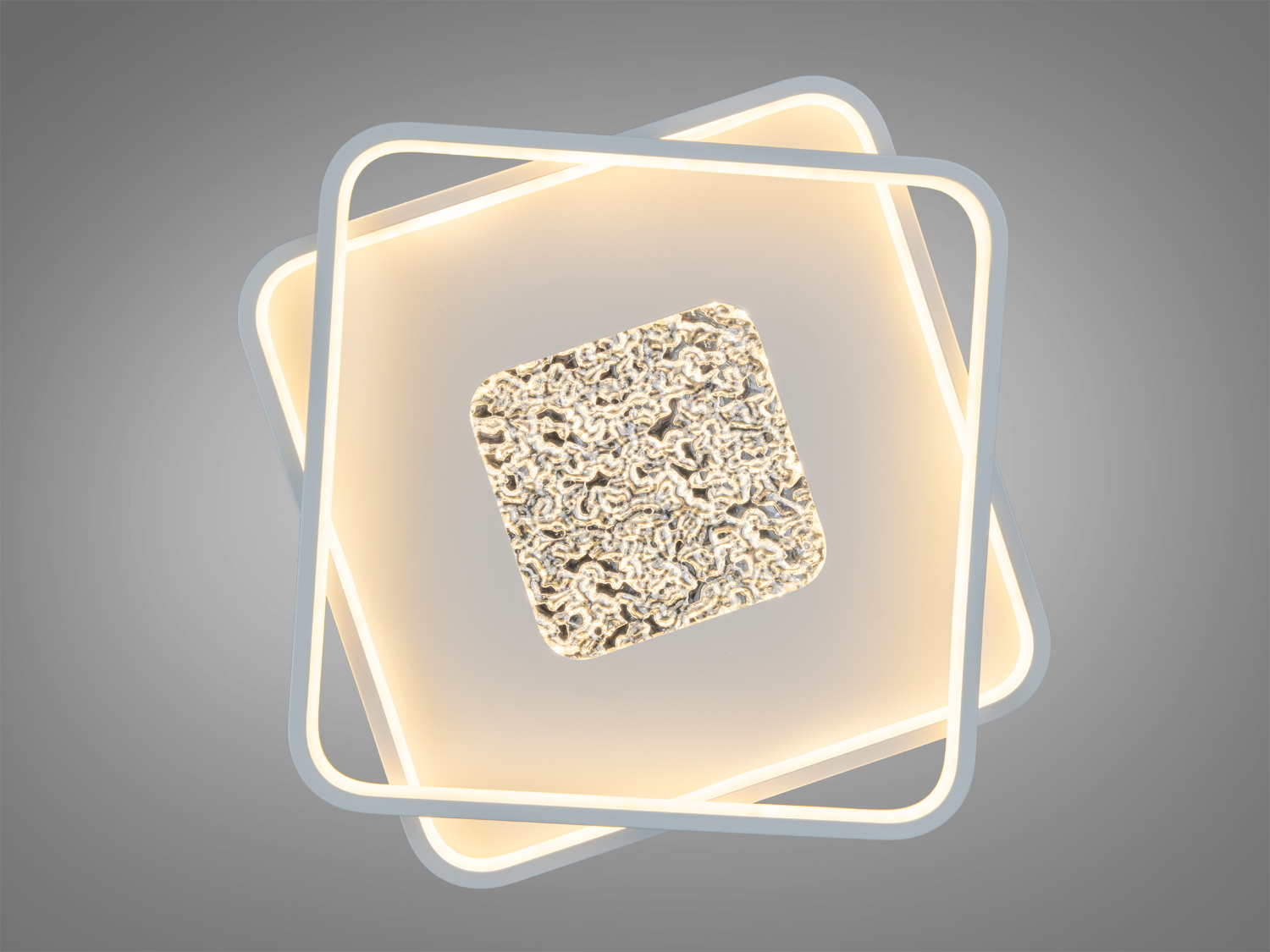 Стельовий світильник з подвійною рамкою, центральна частина з декоративною текстурою, підходить для сучасного інтер′єру.