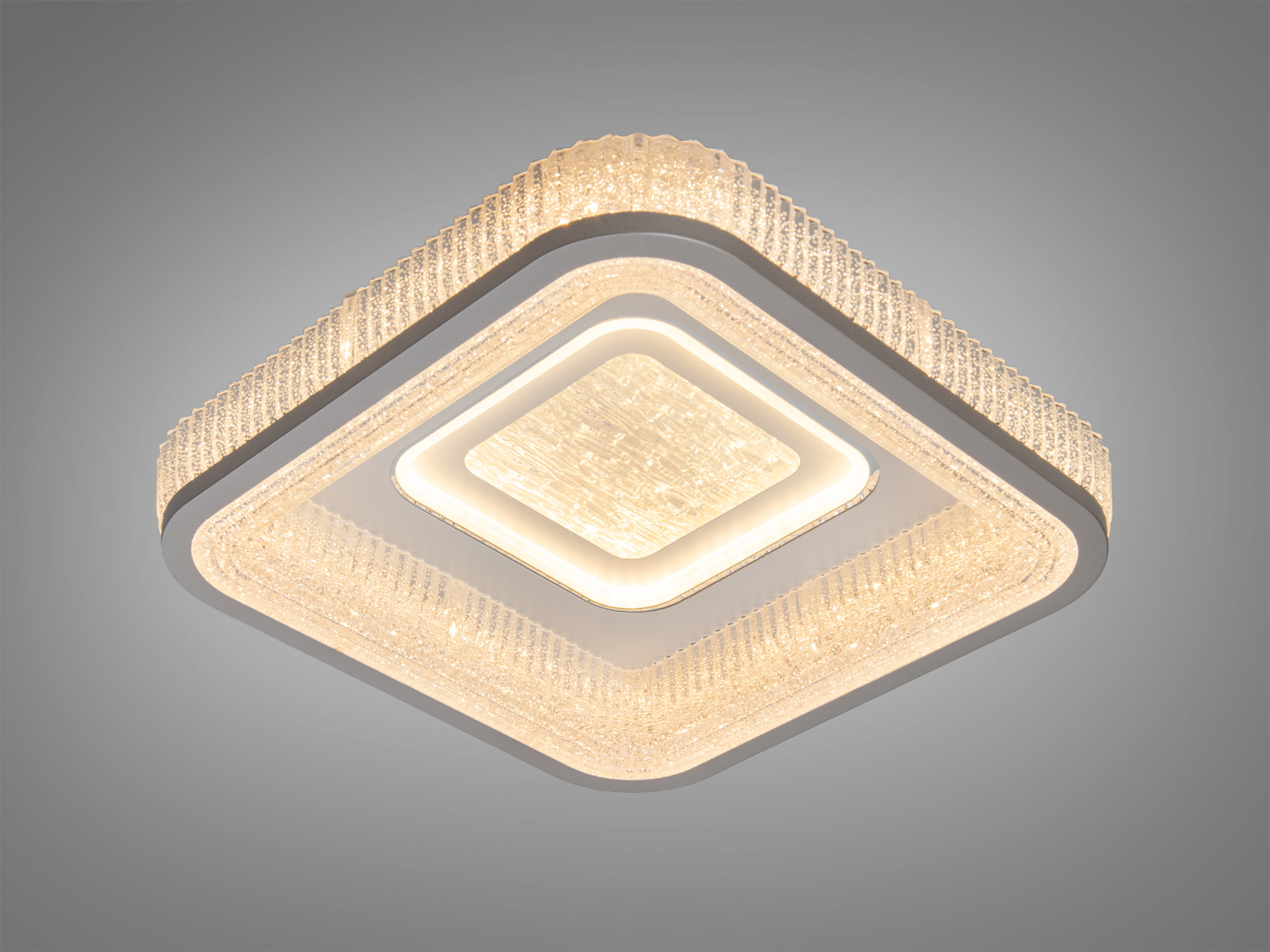 Білий стельовий світильник Diasha 60Вт із CCT та керуванням від настінного вимикача. Рекомендовано для кімнат ~8–10 м², накладний монтаж, м’яке рівномірне світло.