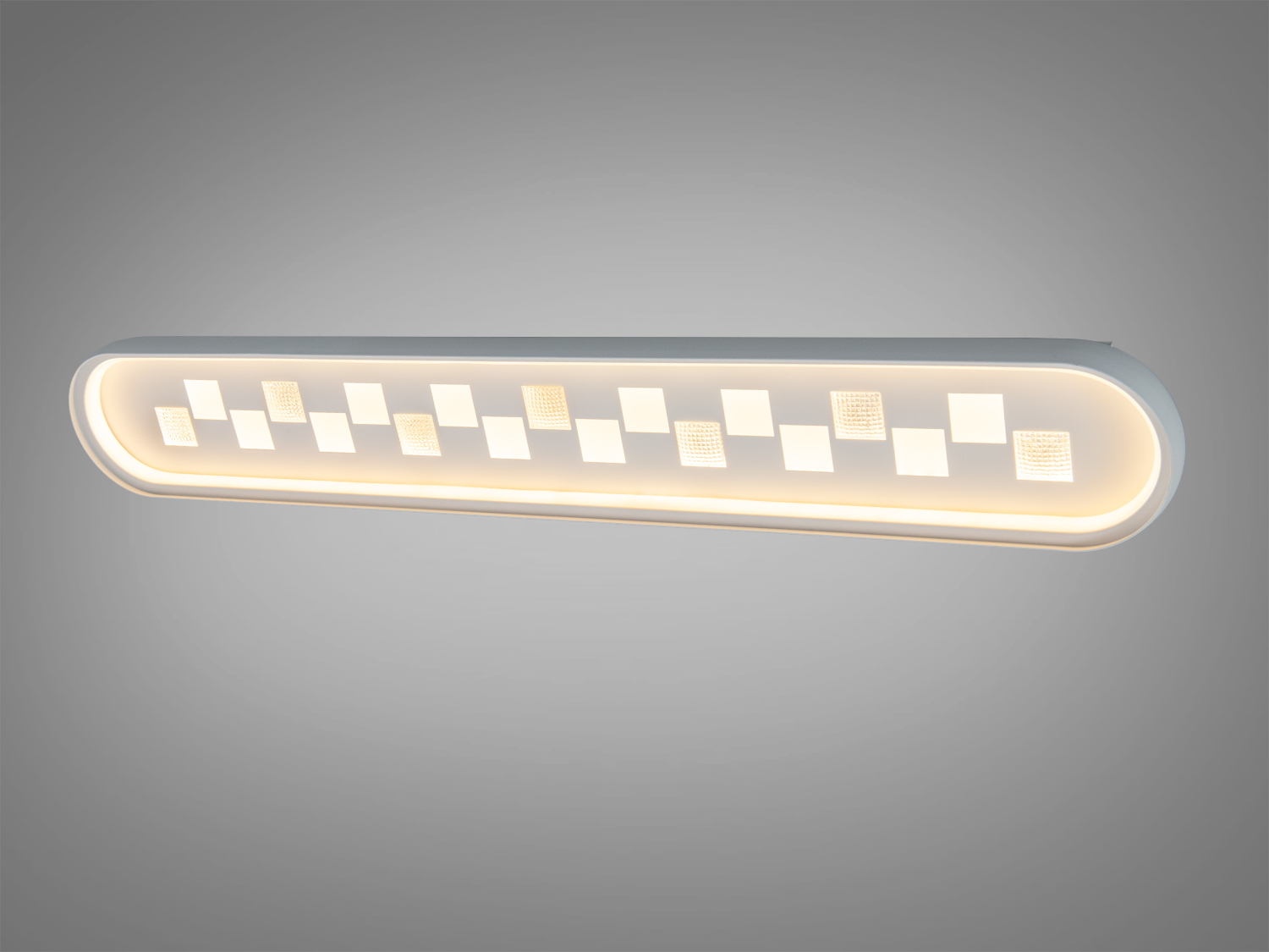 Світильник з білим корпусом, овальна форма, квадратні світлодіоди, підходить для освітлення в сучасних інтер′єрах.