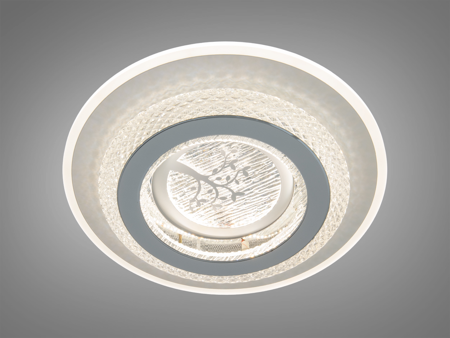 Сірий LED стельовий світильник 34Вт з регулюванням кольору (теплий/нейтральний/холодніший) через звичайний вимикач. Без пульта. Підходить для кімнат до 6 м².