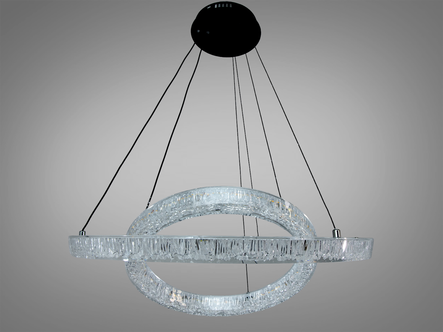 Підвісна люстра LED Diasha чорний 2 кільця 66 Вт