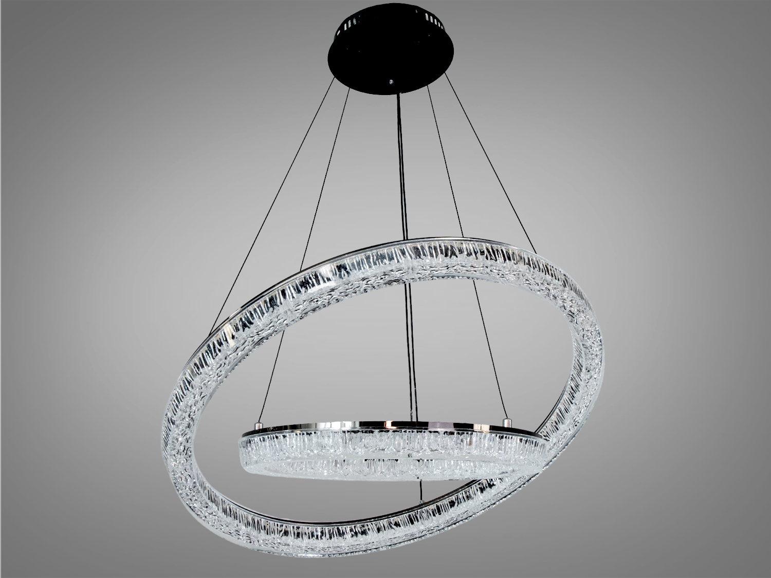 Підвісна люстра LED Diasha чорна 66W 2 кільця