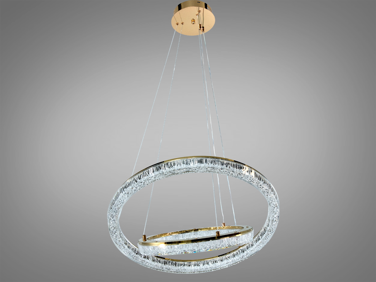 LED люстра підвісна два кільця золото 70Вт