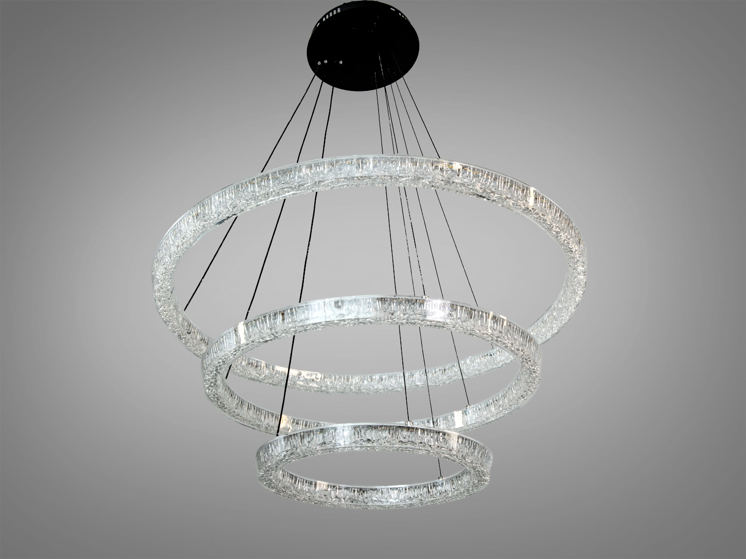 LED люстра підвісна 3 кільця чорна 125 Вт