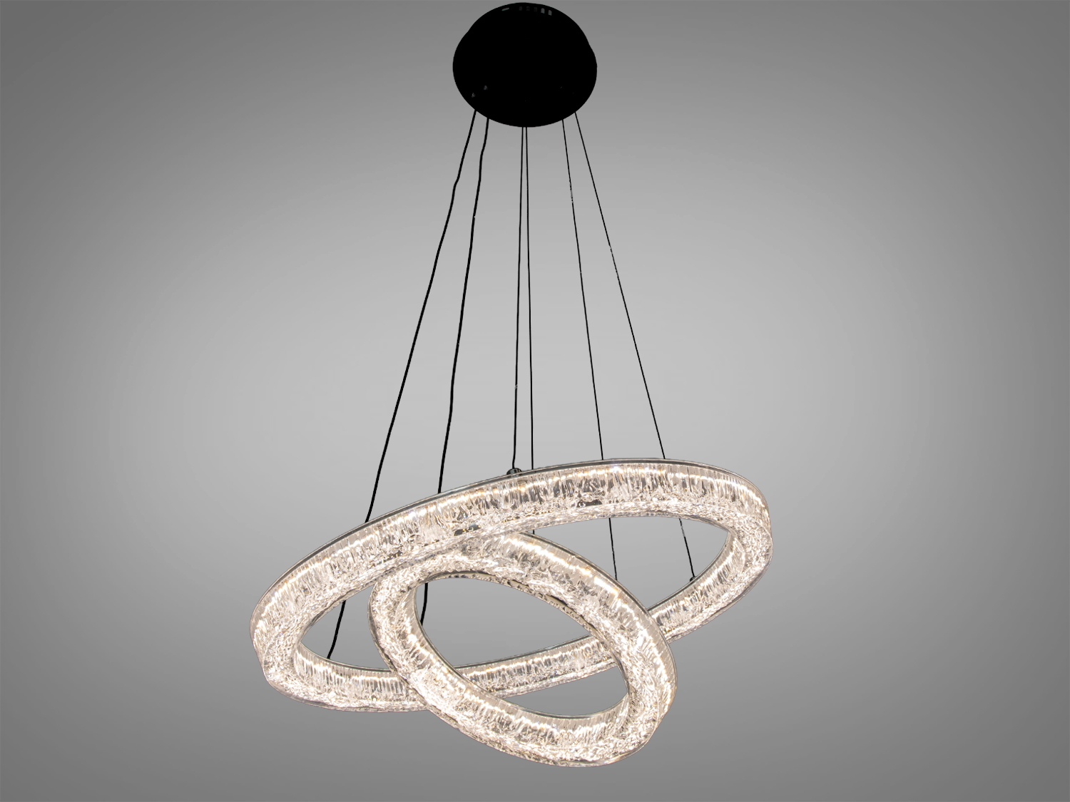 Підвісна LED-люстра Diasha, 54W, 2970 lm, два перехрещені кільця, чорний колір. 3 режими CCT 3200/4100/6000K, регулювання висоти, керування настінним вимикачем — для кімнат до ≈10 м².