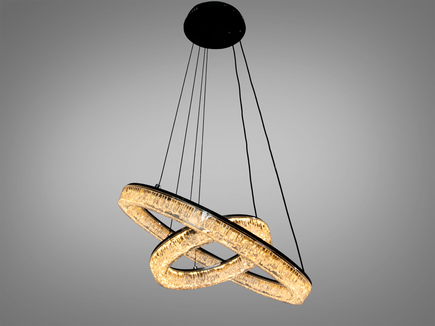 Підвісна світлодіодна люстра Diasha: 54 Вт, 2 кільця, чорний колір. Освітлення до 9 м², регулювання підвісу, виразний сучасний дизайн.