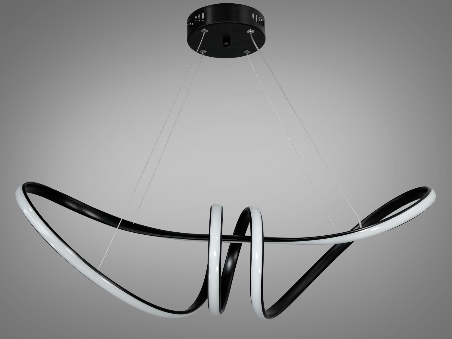 Динамічна підвісна світлодіодна люстра в вітальню, 80W, чорна