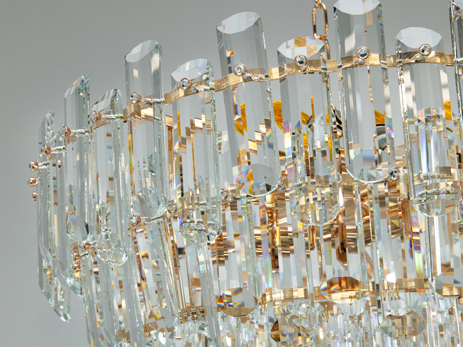 Підвісна кришталева люстра золото 60 см 11xE14