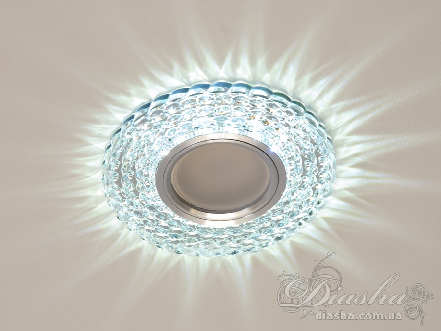 Точковий світильник 2235WH+BL з вбудованим світлодіодним підсвічуванням білий-синій