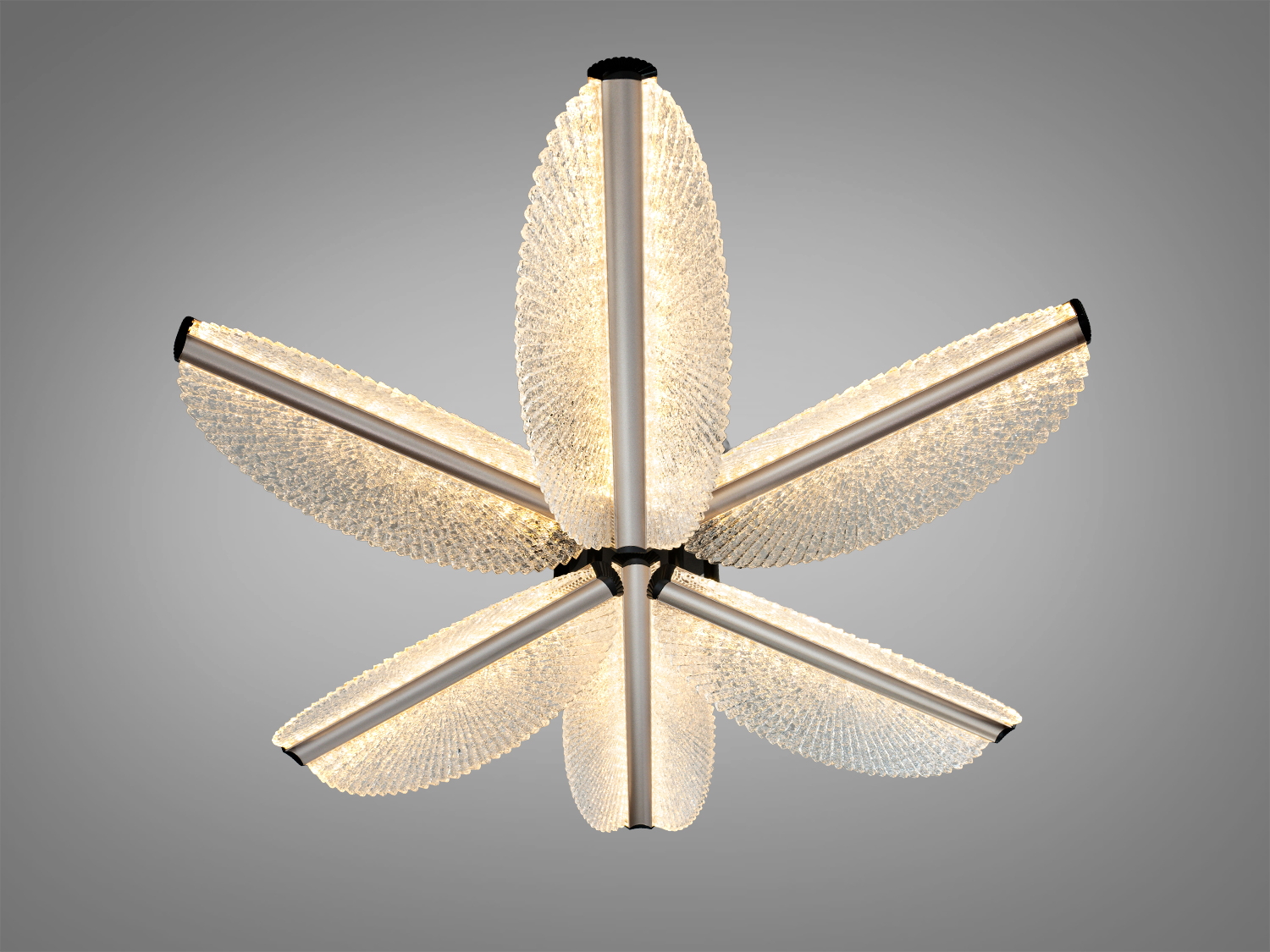 Стельова лампа з чотирма шестикутниками, випромінює тепле світло, ідеальна для вітальні.