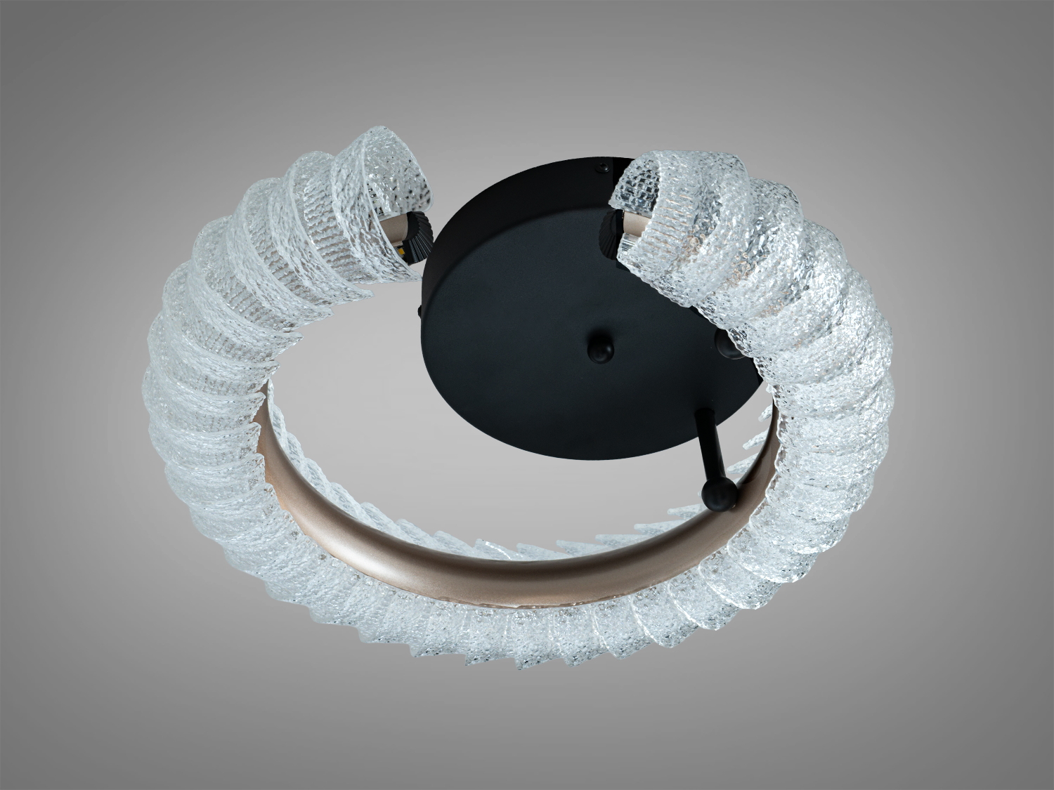 Стельовий світильник з овальними LED-кільцями, що кріпляться на металеву основу. Призначений для стельового монтажу, забезпечує рівномірне освітлення.