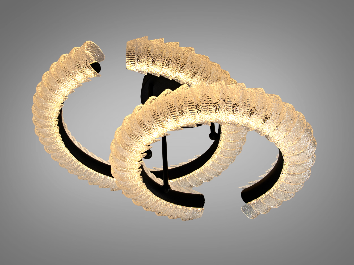 Стельова лампа з теплим світлом, виготовлена з текстурованого акрилу, підходить для затишного освітлення вітальні.