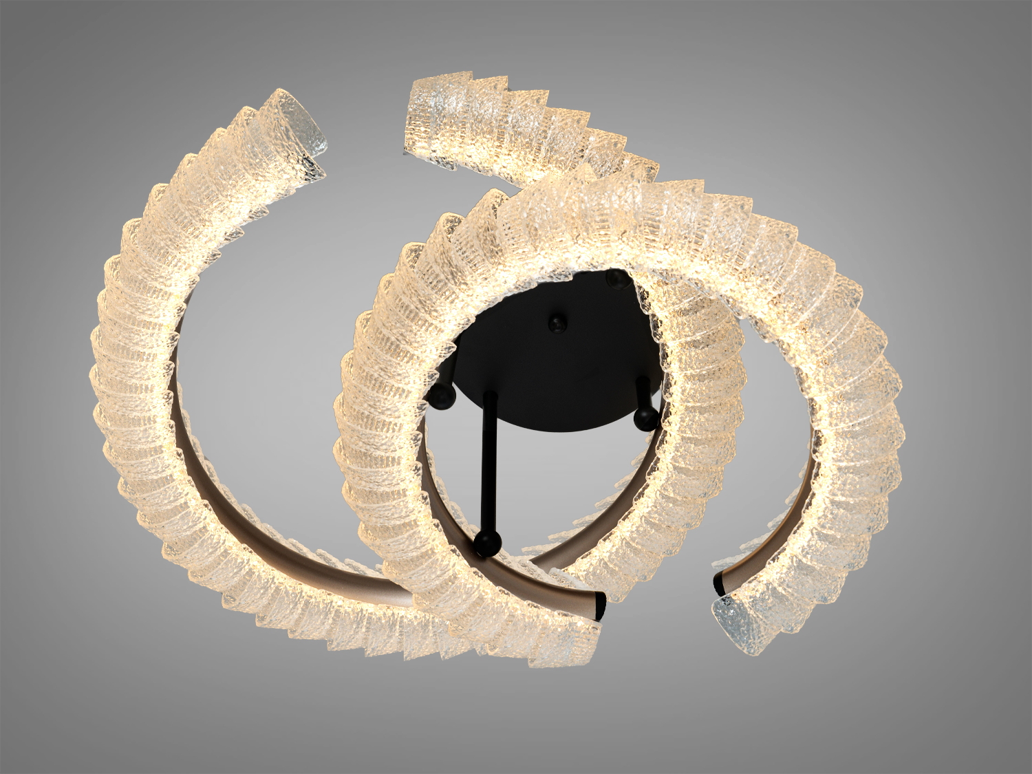 Стельовий світильник з теплим світлом, спіральні LED елементи, фактурний прозорий акрил, ідеальний для затишних просторів.