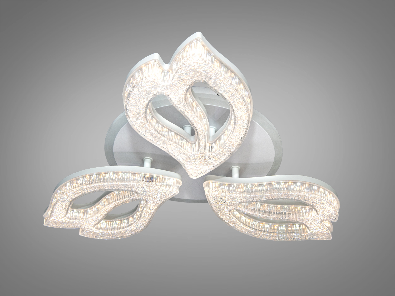 Світильник у формі чотирьох акрилових листків з холодним світлом. Призначений для монтажу на стелю, підходить для сучасного інтер′єру.