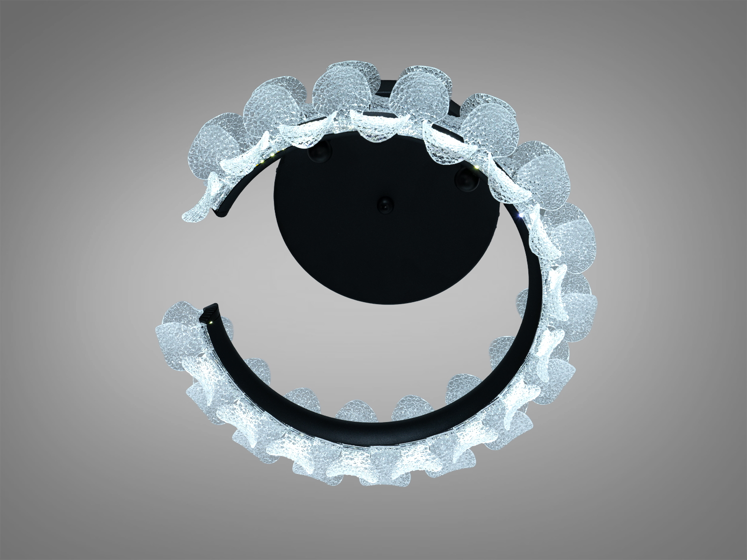 Підвісний світильник зі скрученим дизайном, виготовлений з прозорого акрилу, підходить для сучасних інтер′єрів.