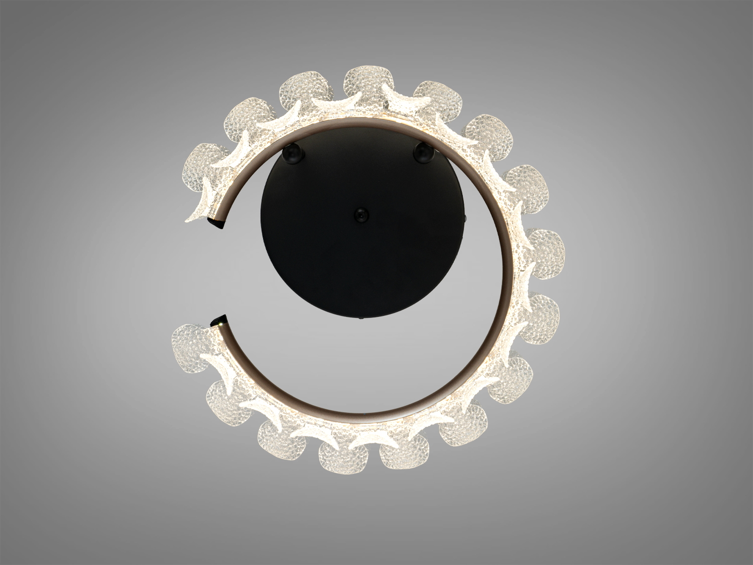 Підвісний світильник у формі кільця з прозорого акрилу, підходить для монтажу на стелі в житлових приміщеннях.