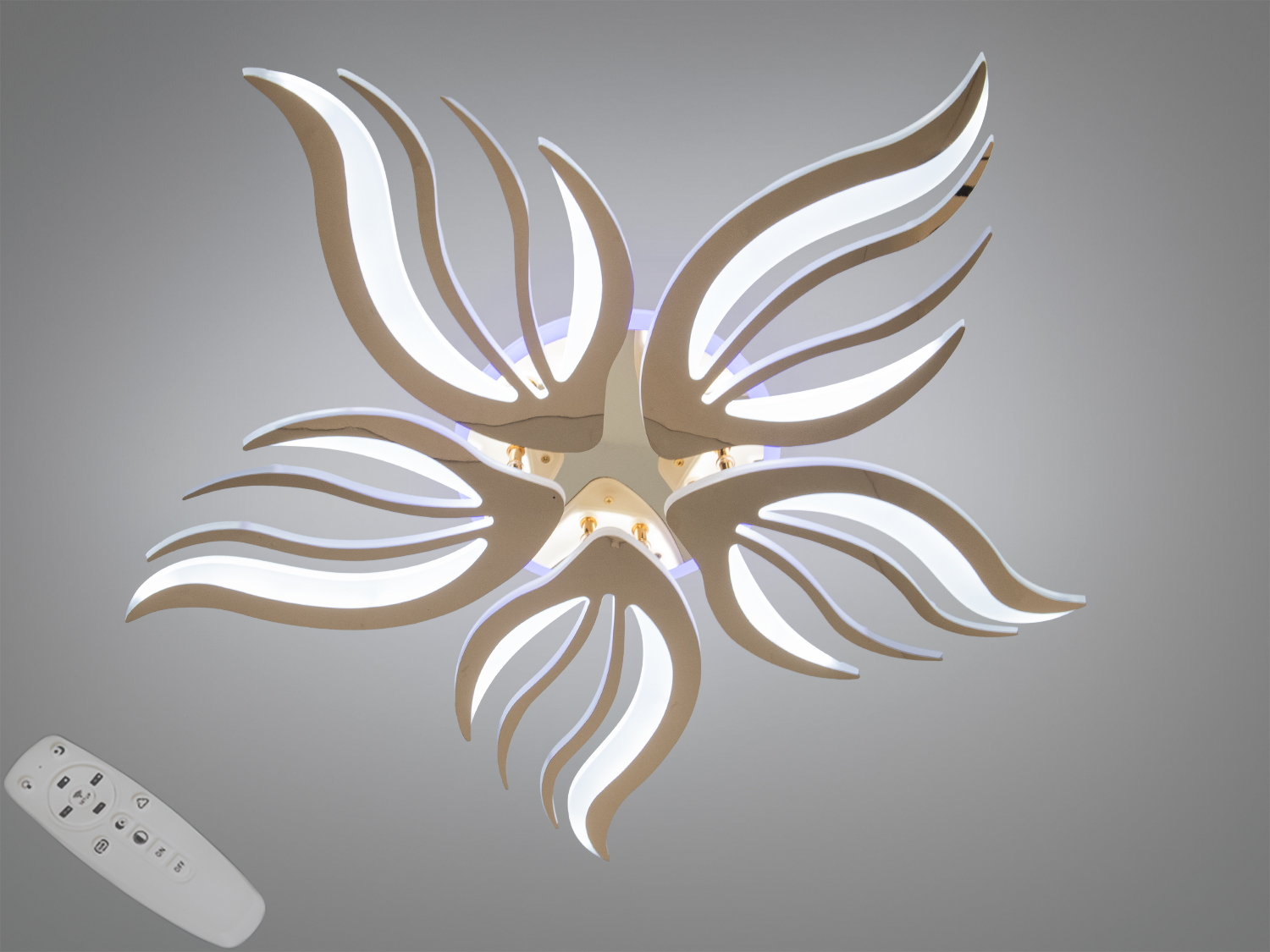 Стельовий світильник з пультом, форма хвиль, підходить для сучасного інтер′єру, матеріал метал, світлодіодне освітлення.