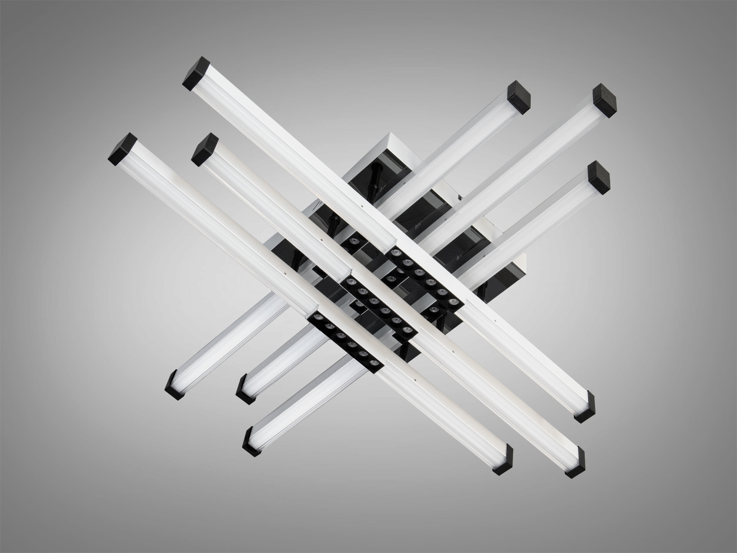 Стельова LED люстра білий чорний 60Вт пульт димер