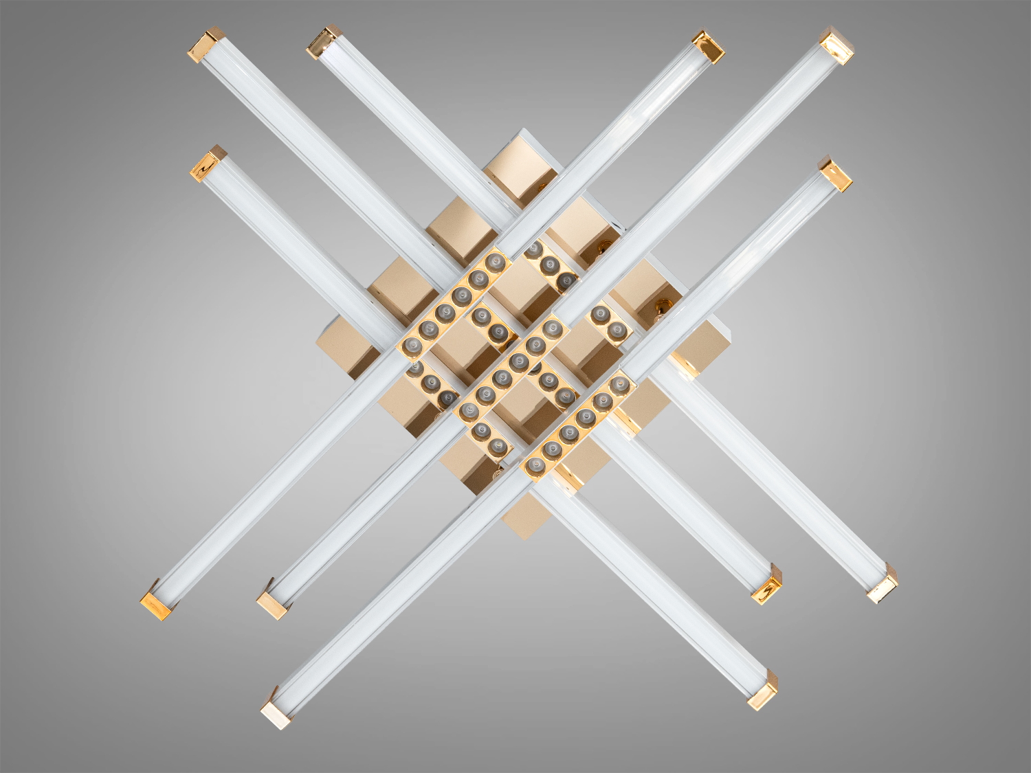 Стельова LED люстра Лінії білий золото 80 Вт