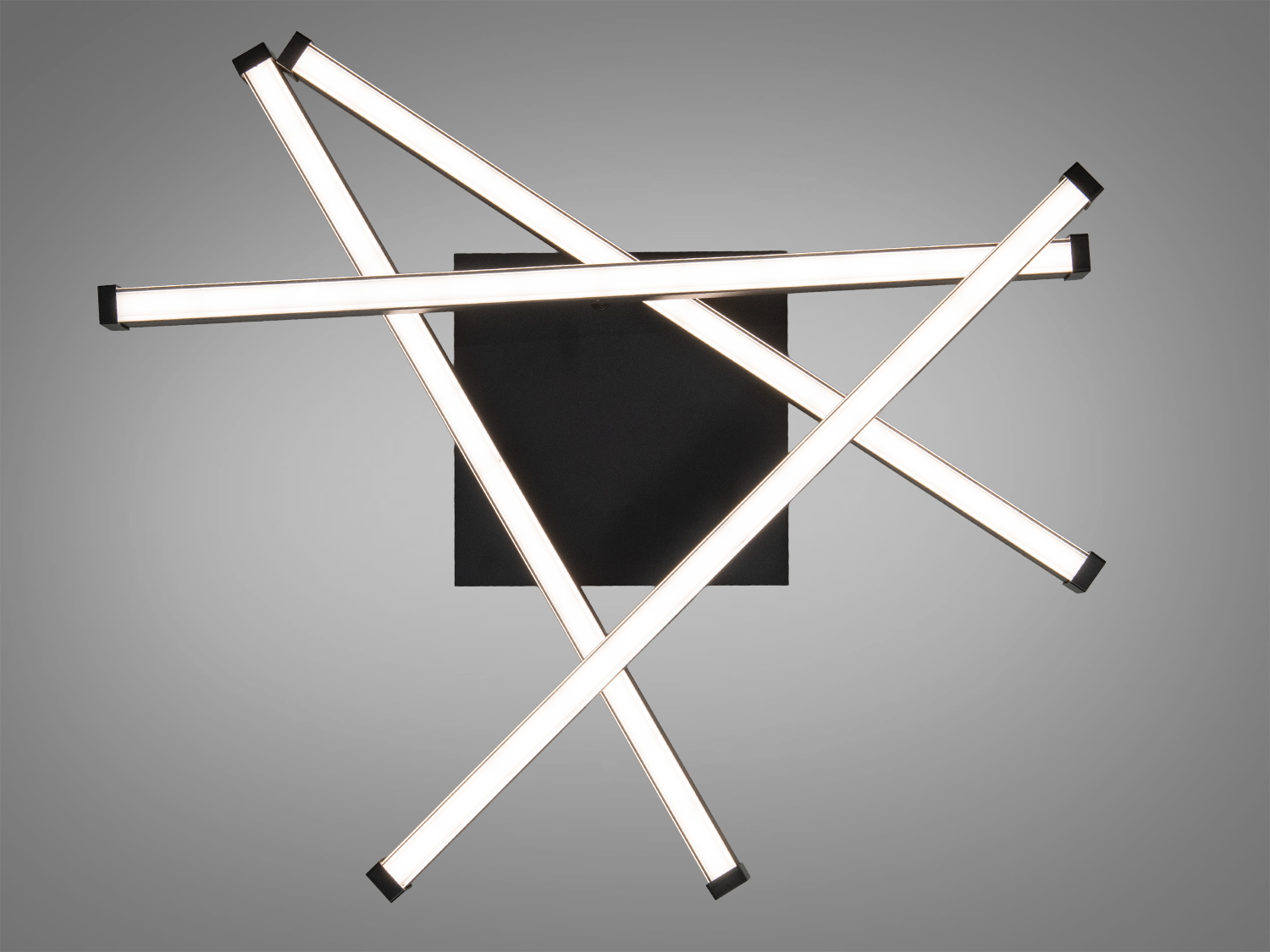 Стельовий світильник з асиметричними LED-смужками, чорний квадратний монтаж. Підходить для освітлення просторих кімнат.