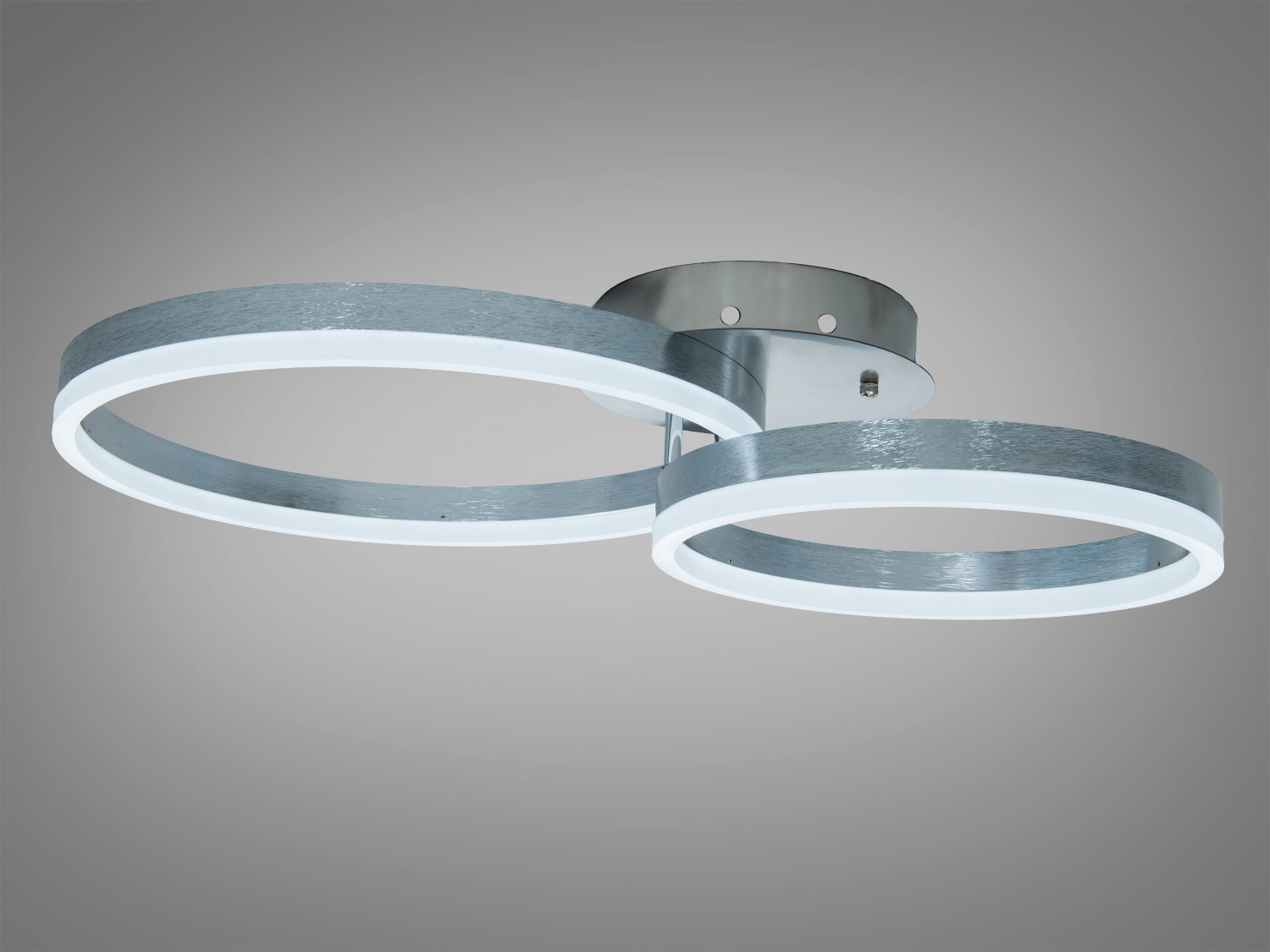 Стельовий світильник з теплим світлом, двома круглими LED кільцями. Відмінно підходить для затишного освітлення вітальні.