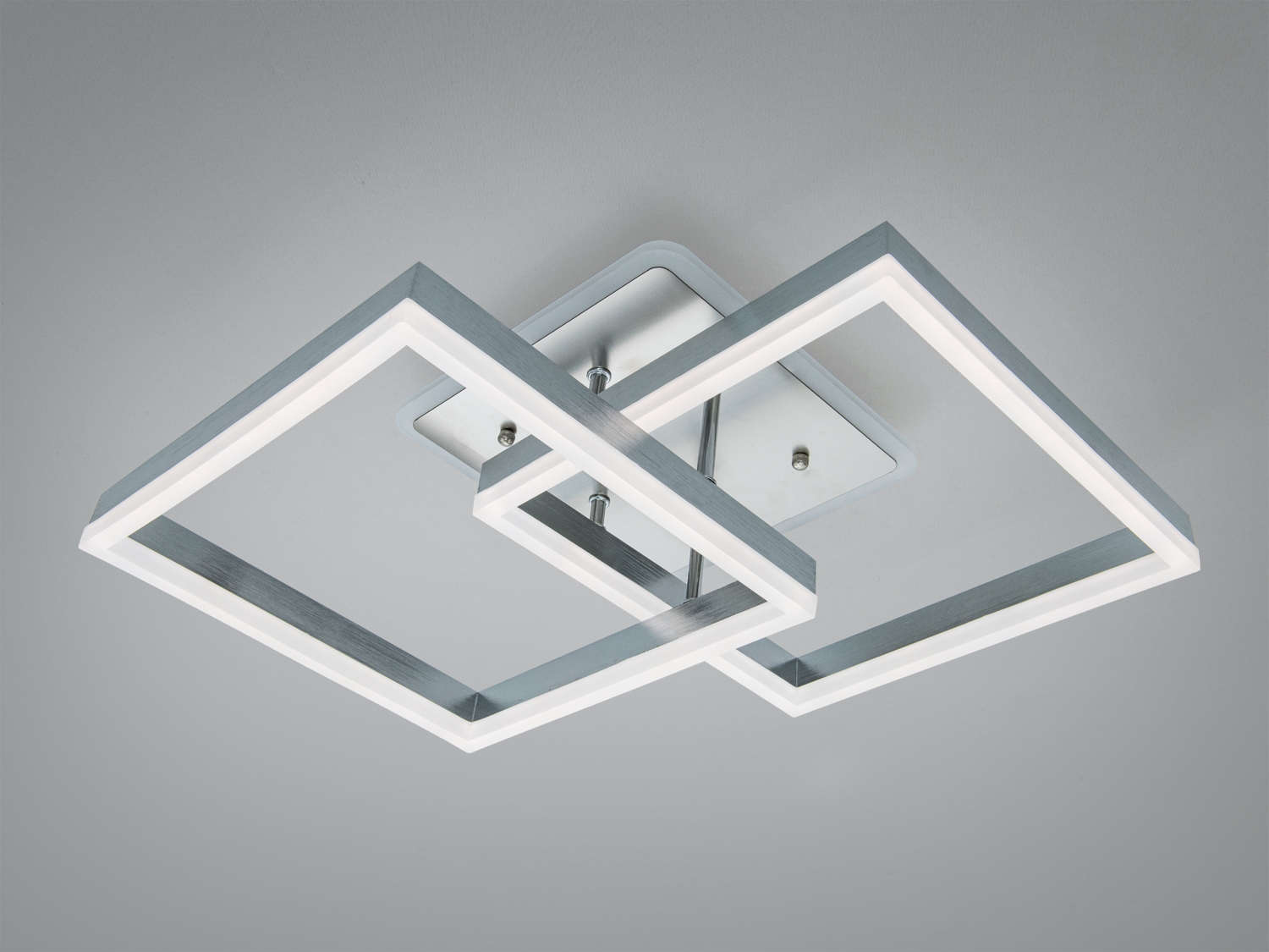 Світлодіодна стельова лампа, квадратна форма, біле світло, алюмінієвий корпус, ідеальна для офісних приміщень.