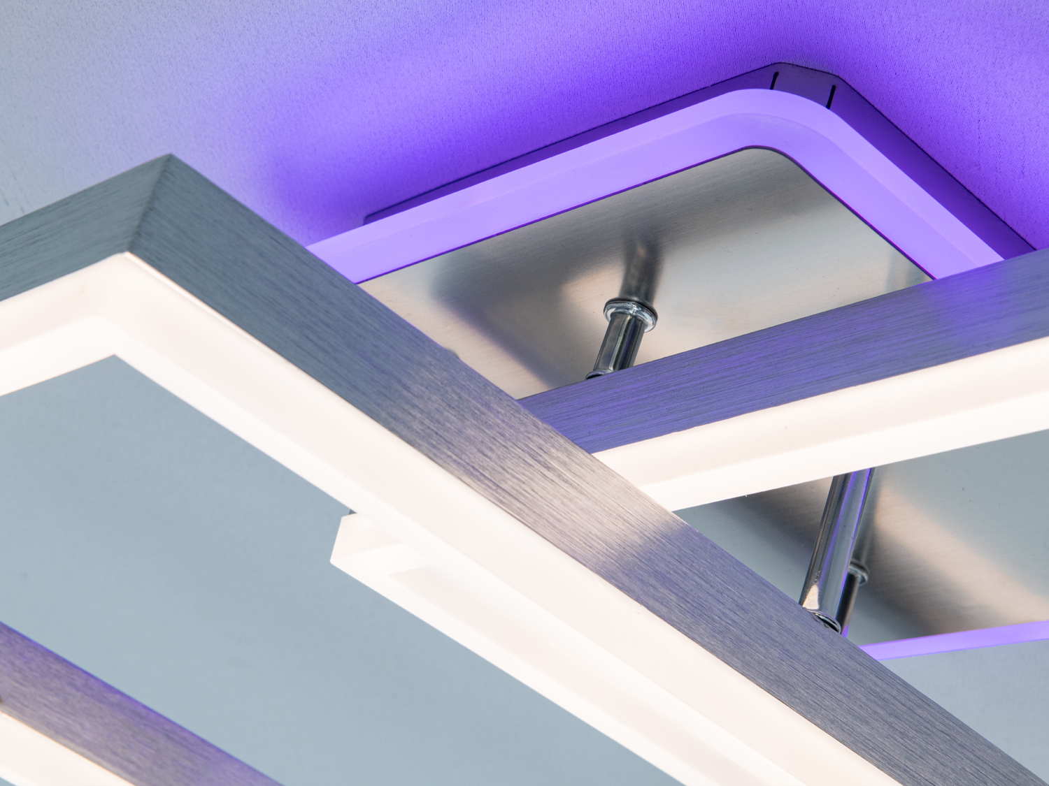 Люстра LED 64Вт пульт матовий хром 11 квадратів