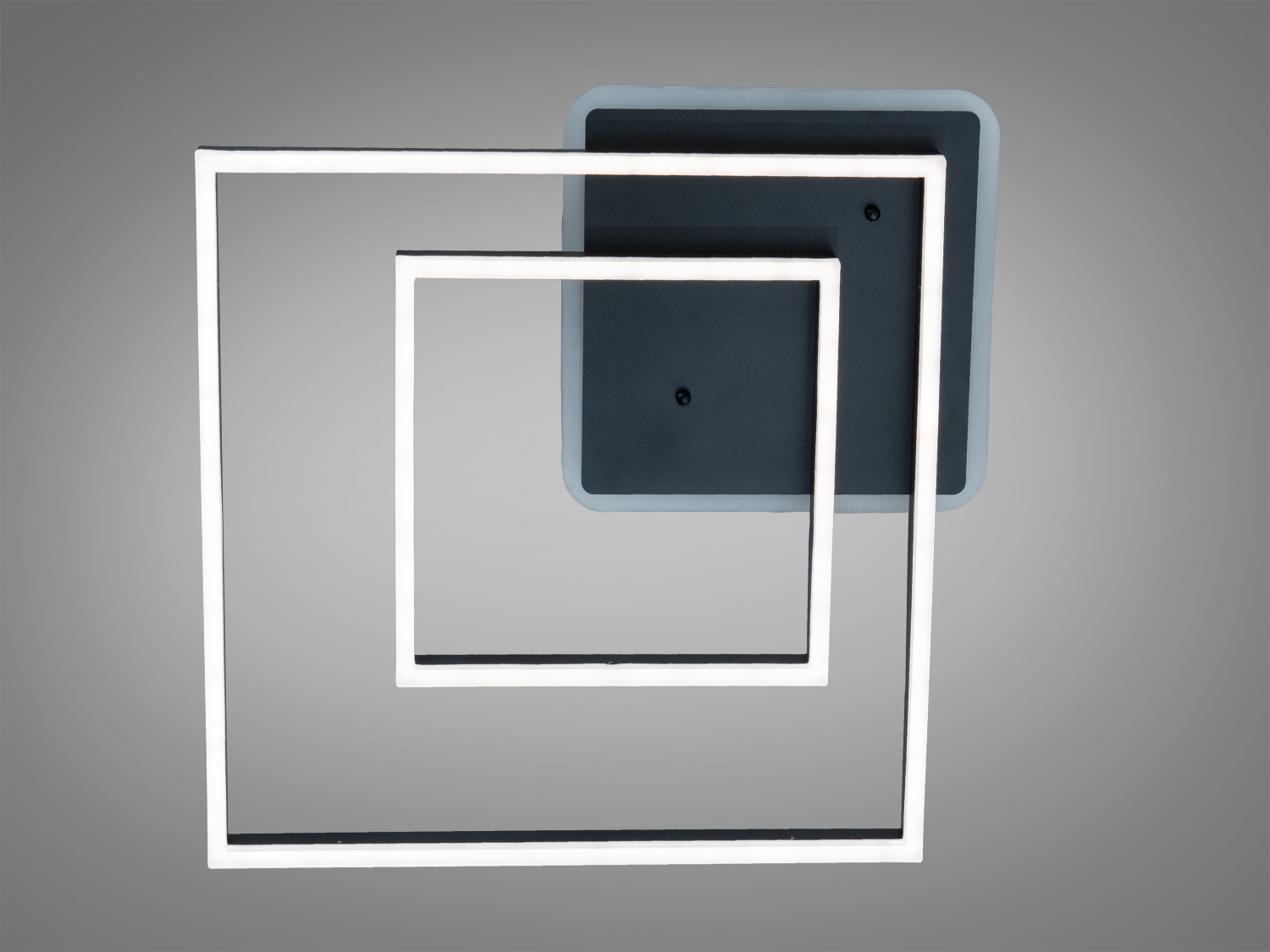 Лампа з квадратними LED-елементами, чорний матовий корпус, підходить для офісних приміщень, настінний монтаж.