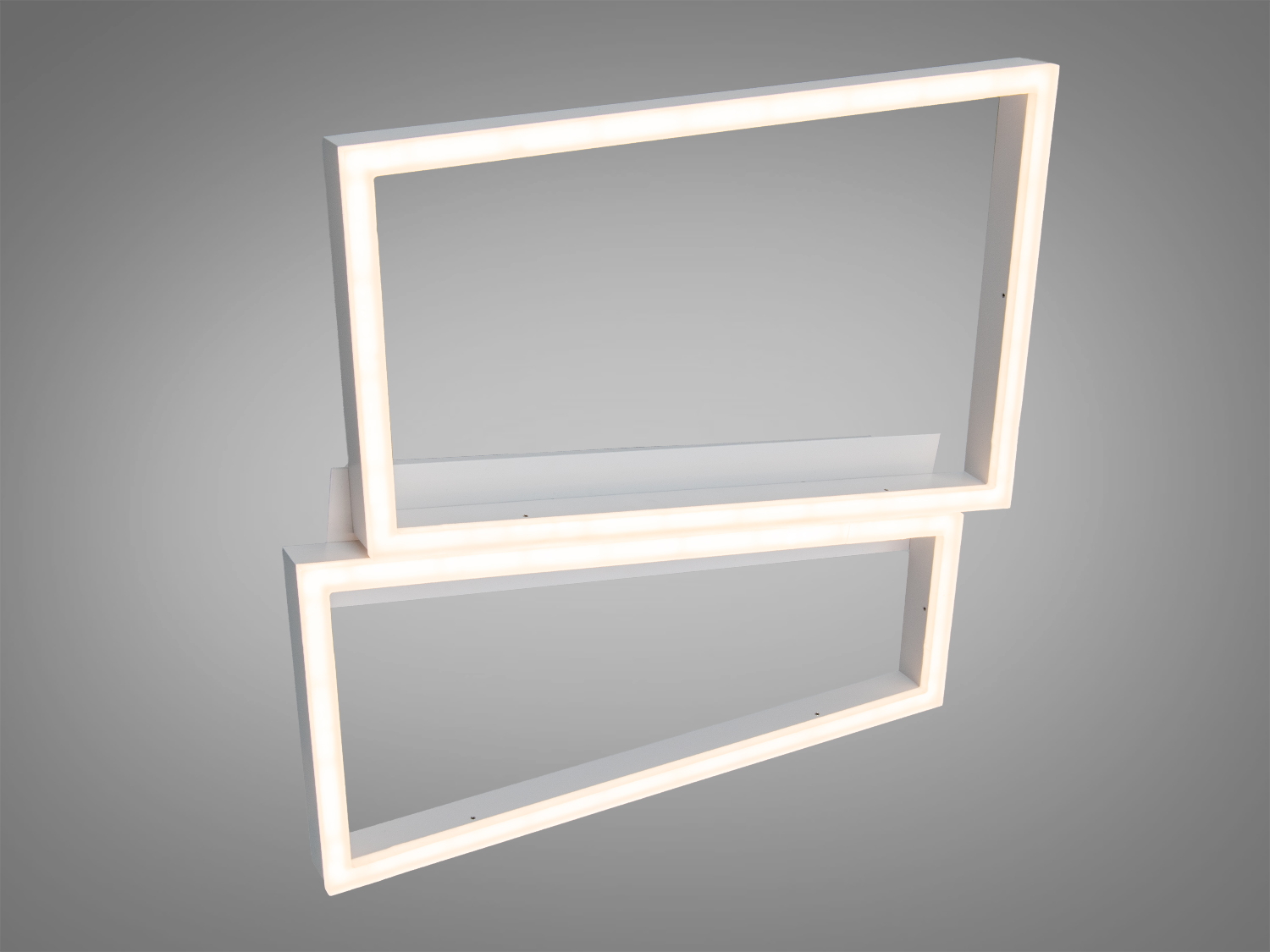 Підвісний світильник з теплим світлом, дві прямокутні рамки, підходить для сучасного інтер′єру, легко монтується на стелі.