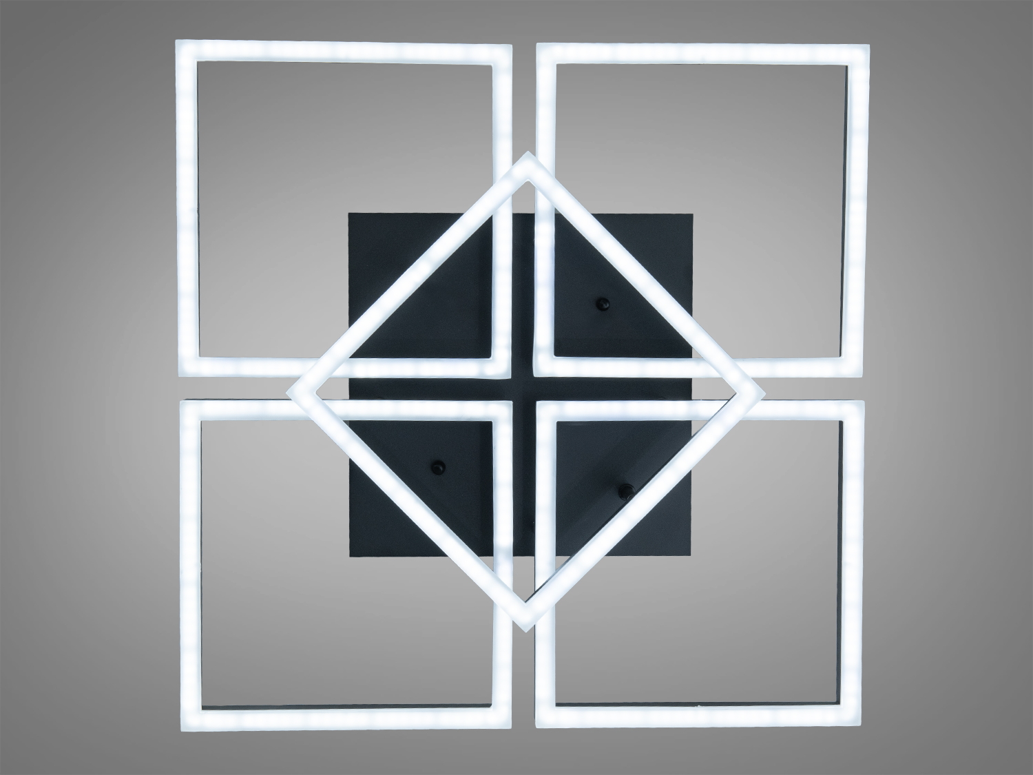 Стельовий світильник з чотирма квадратами, світлодіодне освітлення, чорна основа, підходить для офісів і житлових приміщень.