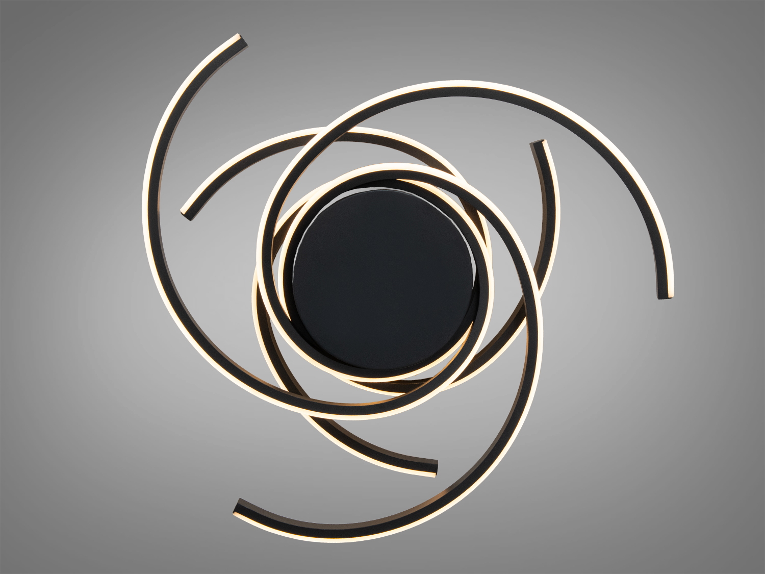 Світильник з круглою основою та закрученими смугами, тепле світло, ідеальний для вітальні.