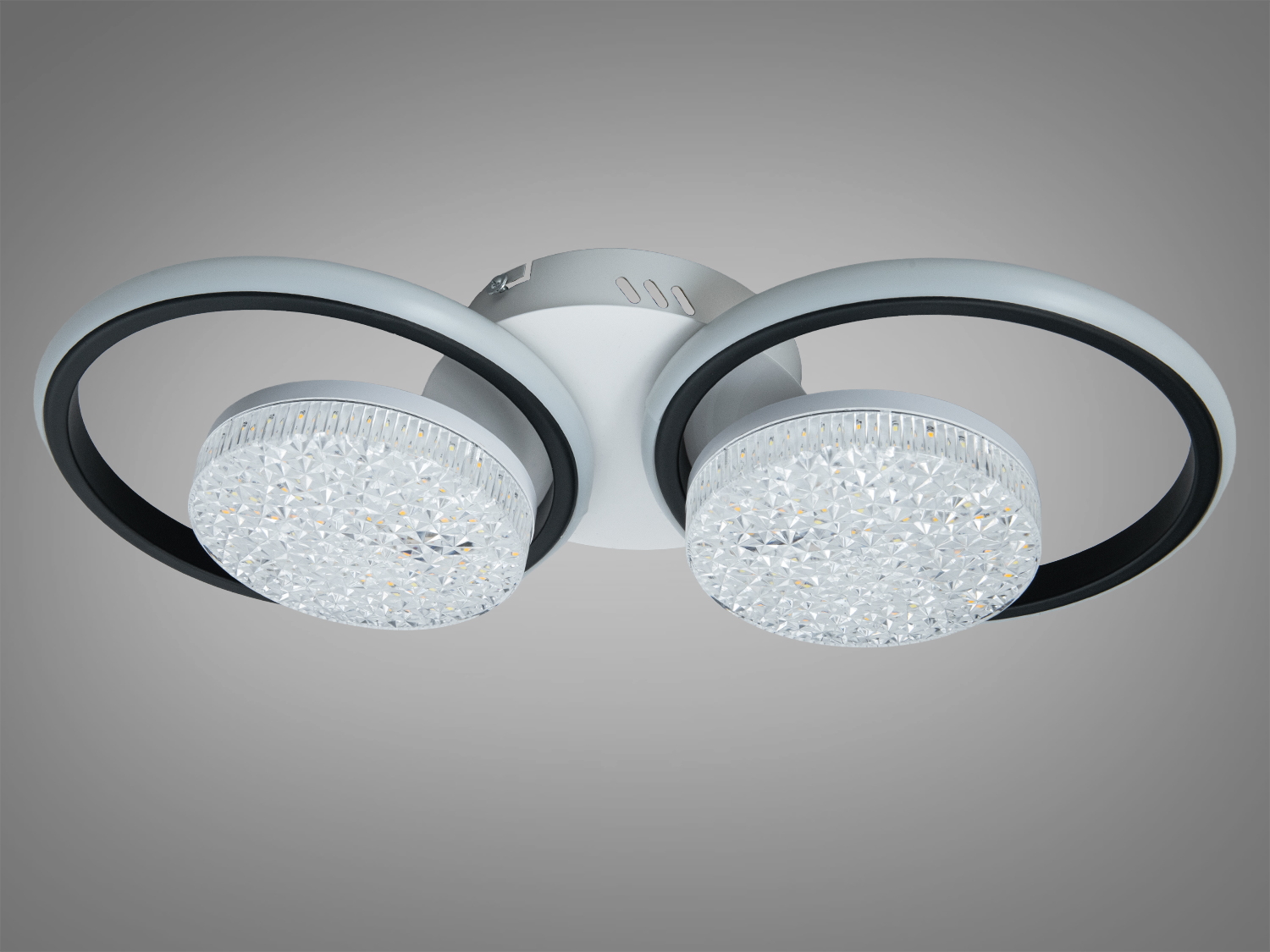 Люстра LED кільця біла чорна 58W димер 2+2