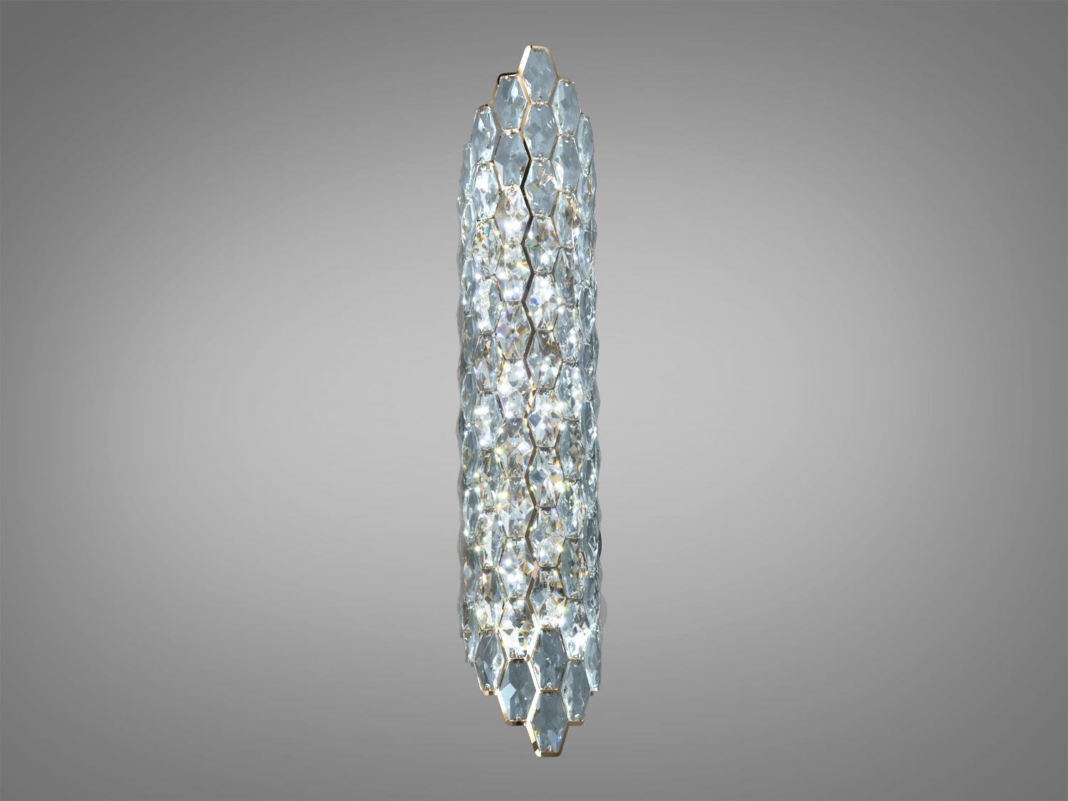 Світильник з кристалами, що створюють призматичний ефект, має квадратну основу, ідеальний для акцентного освітлення.