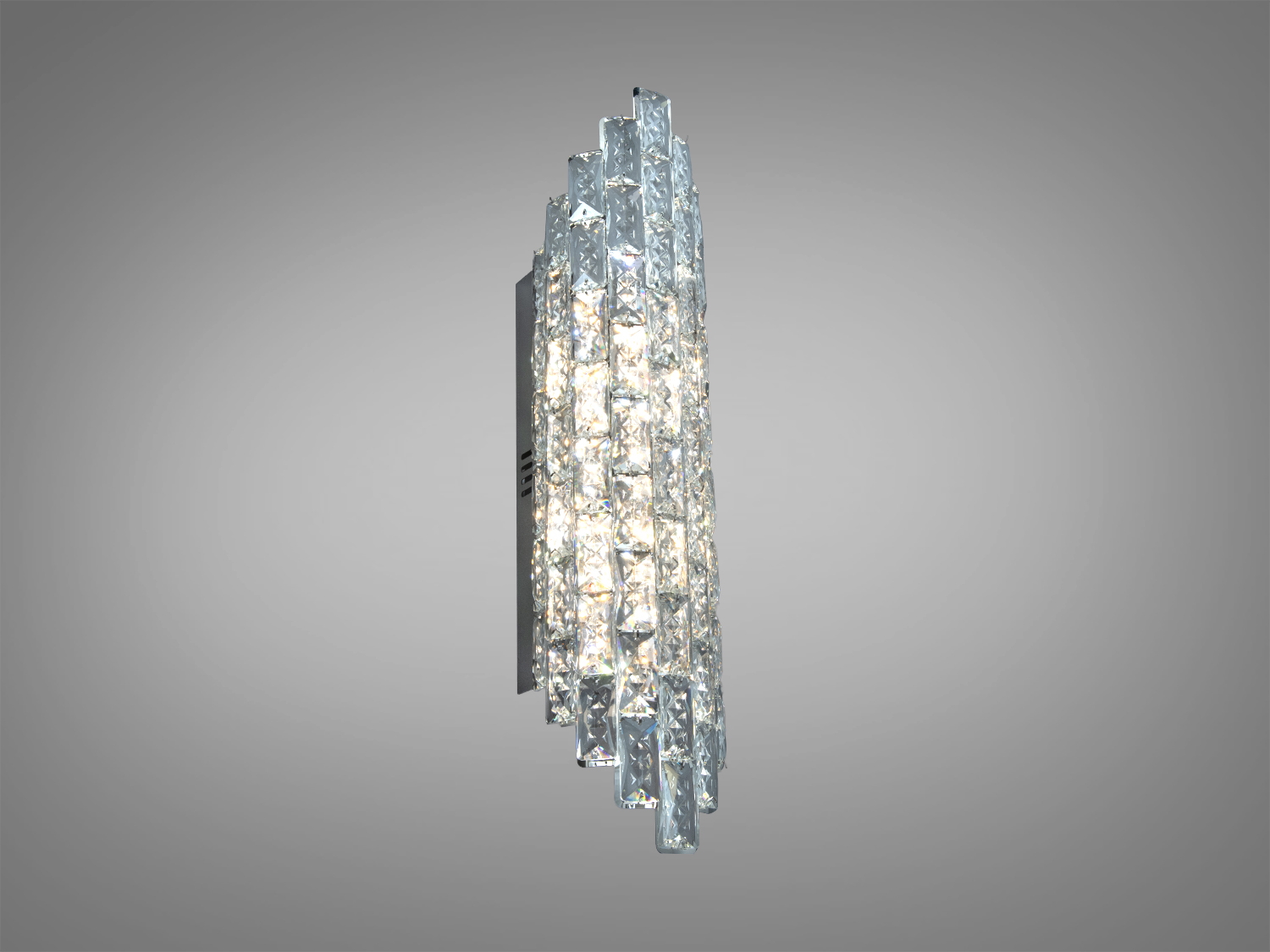 Кришталеве бра Diasha 9136B420 у хромі з каскадом прозорих кристалів. Настінний монтаж, лампи купуються окремо; доречне для вітальні, спальні, коридорів.