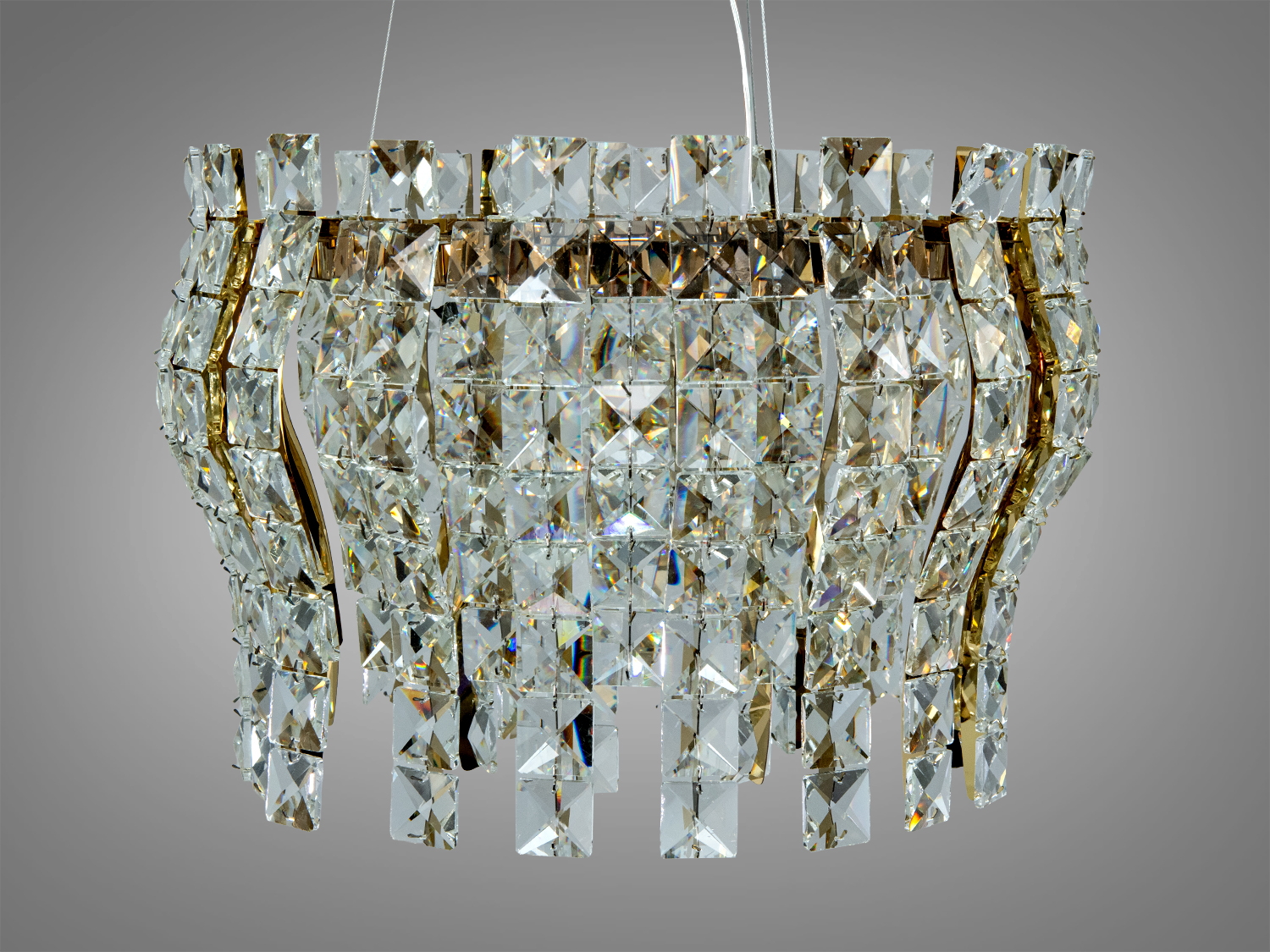 Підвісна кришталева LED люстра золото 46Вт пульт