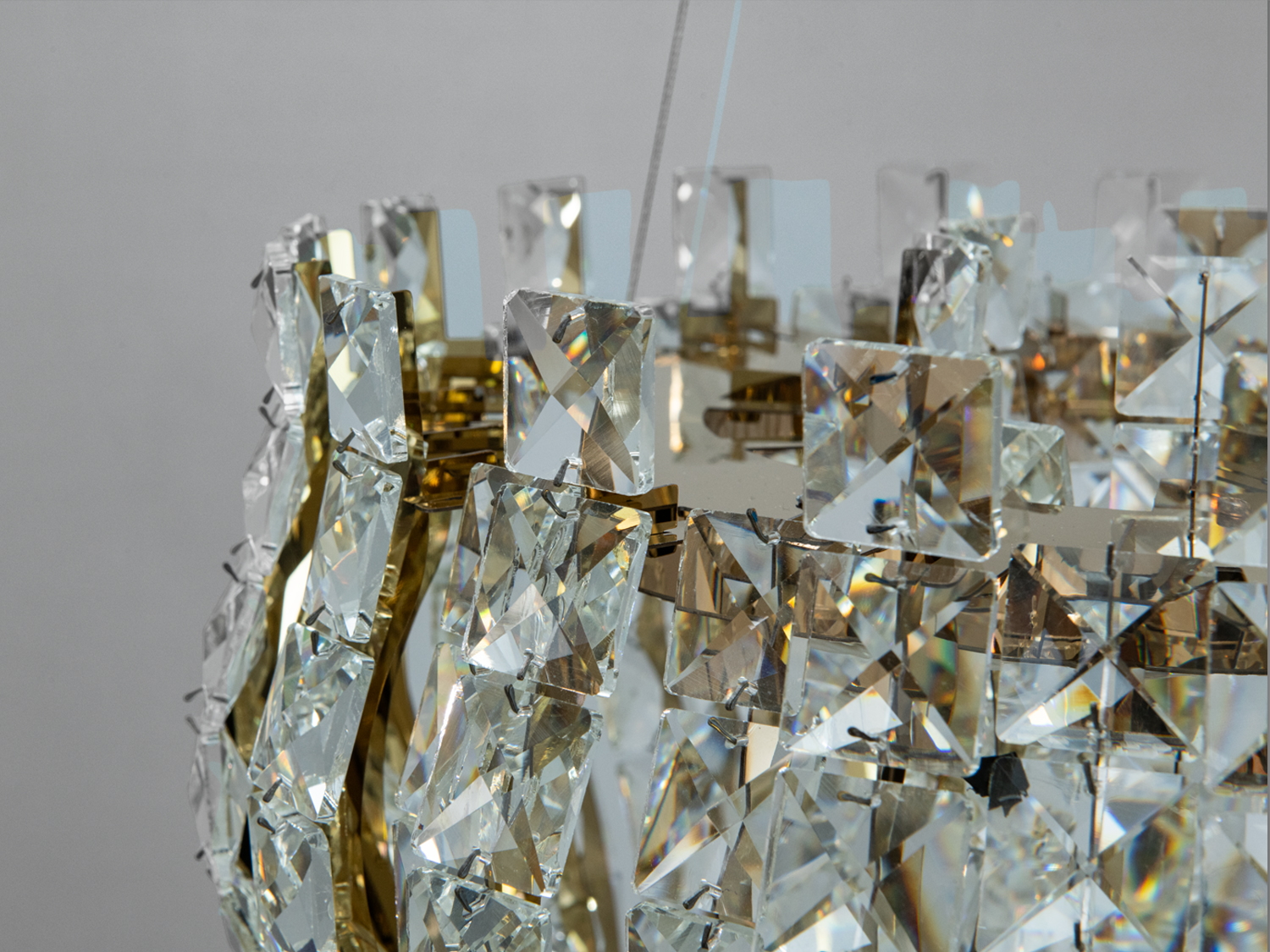 Підвісна кришталева LED люстра золото 46Вт пульт