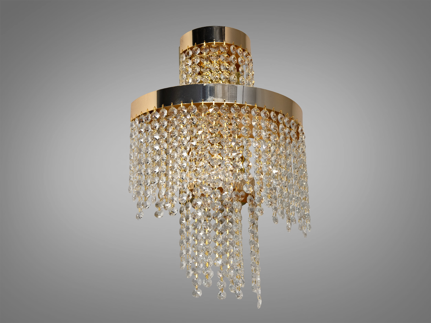 Настінний світлодіодний світильник 376 BGD золото 28W кришталеві підвіски регулювання температури світла