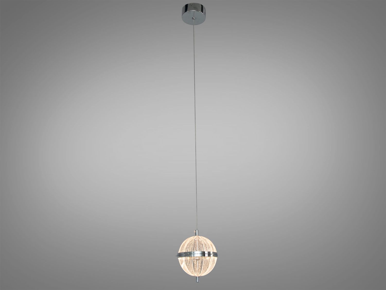 Одинарний LED підвіс сфера хром 14 Вт кришталь