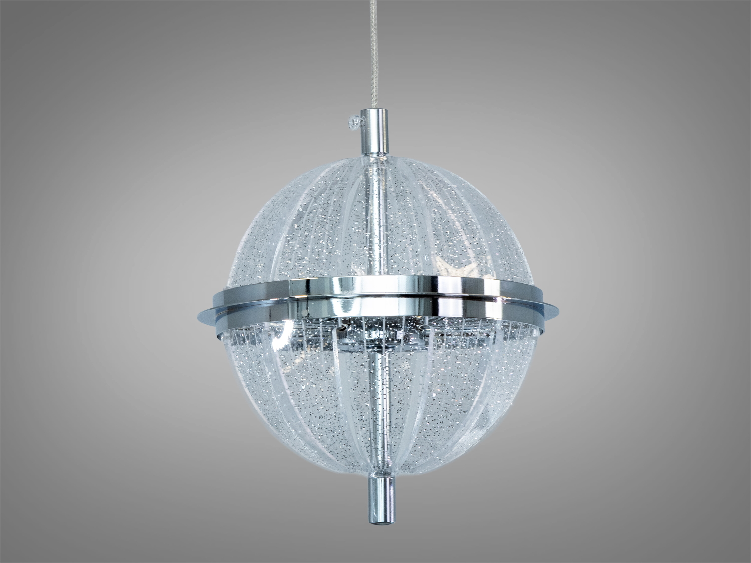 Одинарний LED підвіс сфера хром 14 Вт кришталь