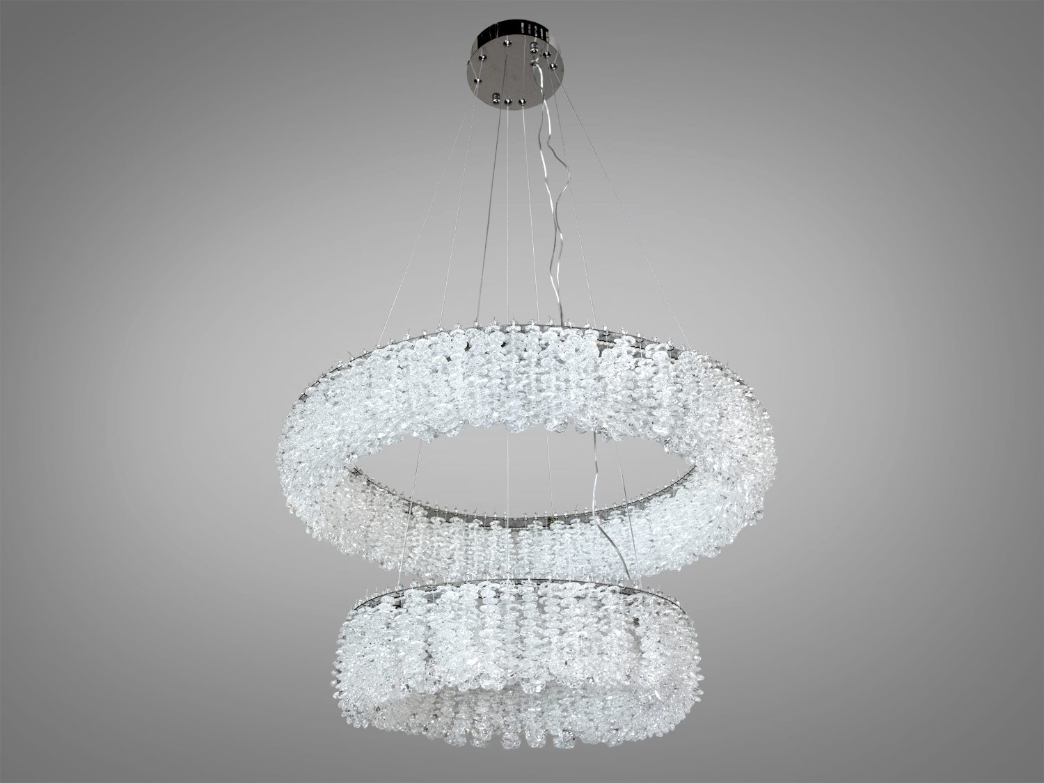 Підвісна люстра Diasha 505 600 400CH хром кришталева LED 60 Вт дві кільця