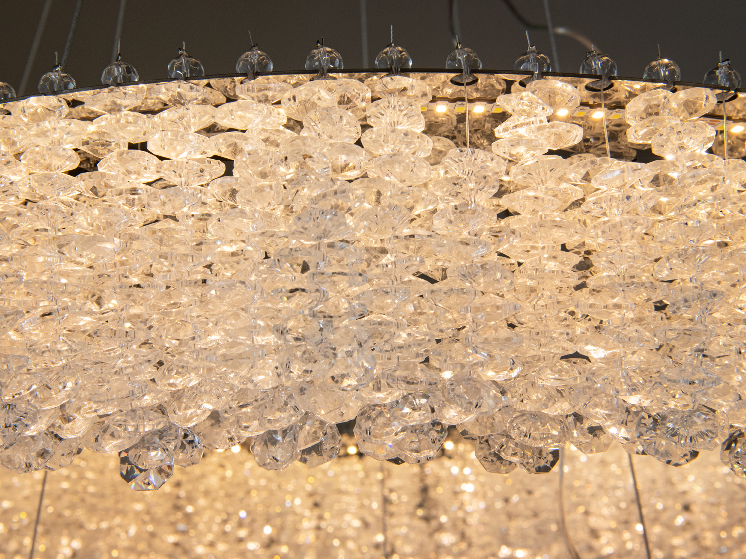 Підвісна люстра Diasha 505 600 400CH хром кришталева LED 60 Вт дві кільця