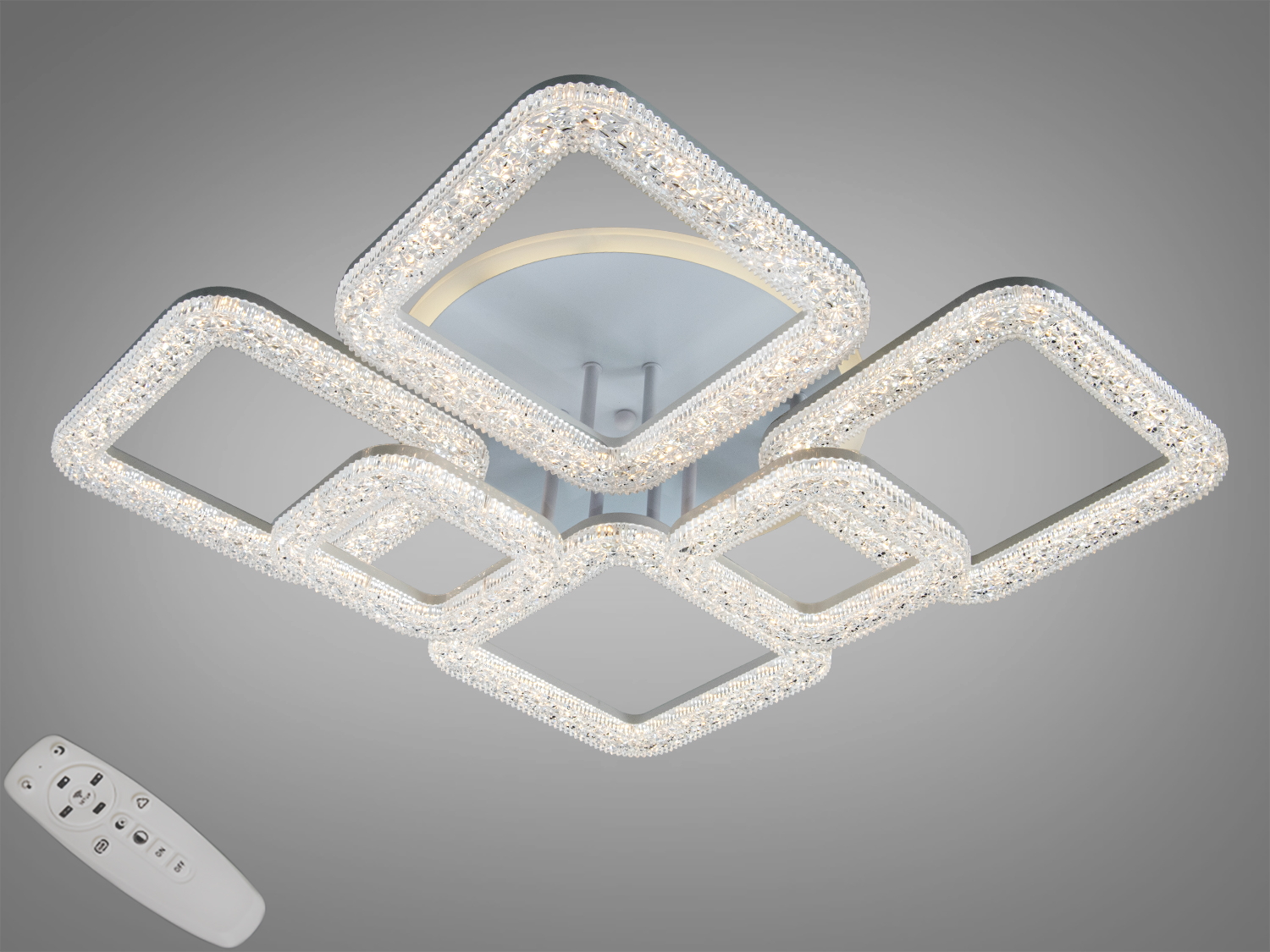 Світлодіодна стельова люстра з пультом, прямокутні форми, підходить для сучасного інтер′єру, зручний дистанційний контроль.