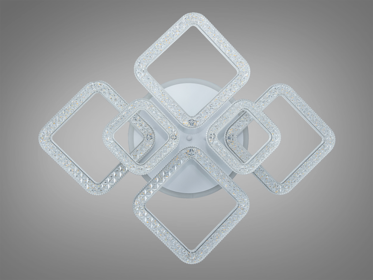 Стельова люстра з LED підсвіткою, геометричний дизайн з квадратами, підходить для офісних приміщень, проста у встановленні.