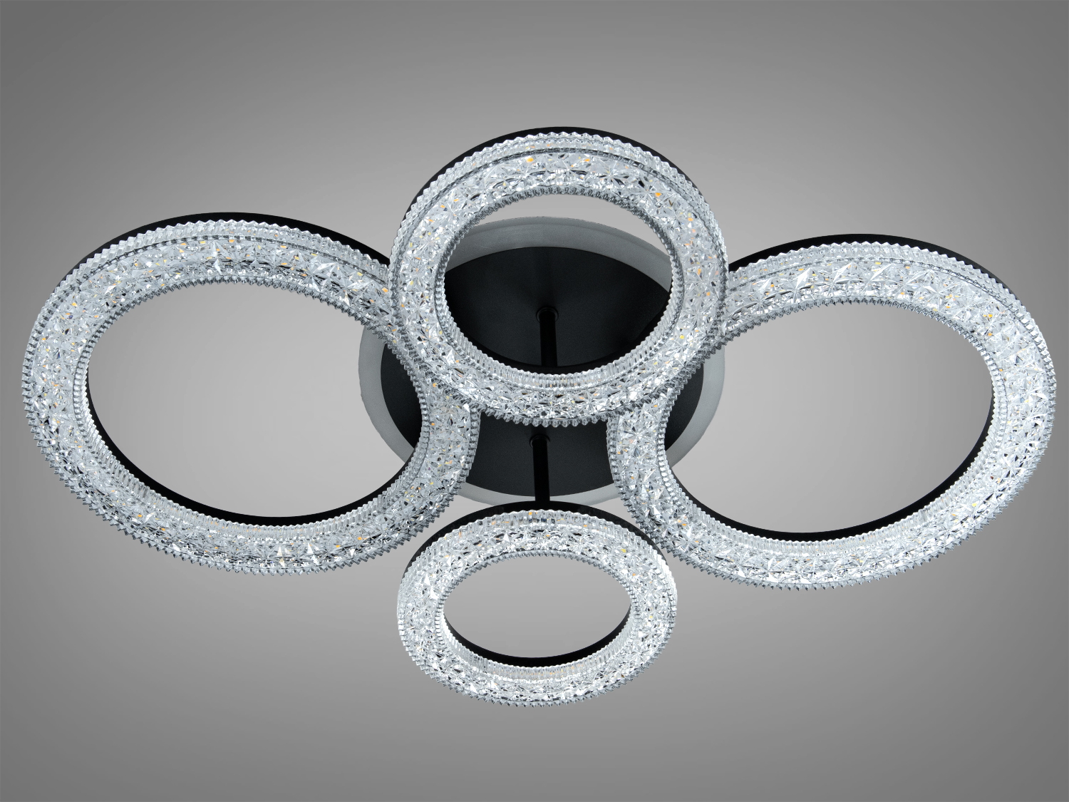 Стельова LED люстра 4 кільця чорна 72W пульт