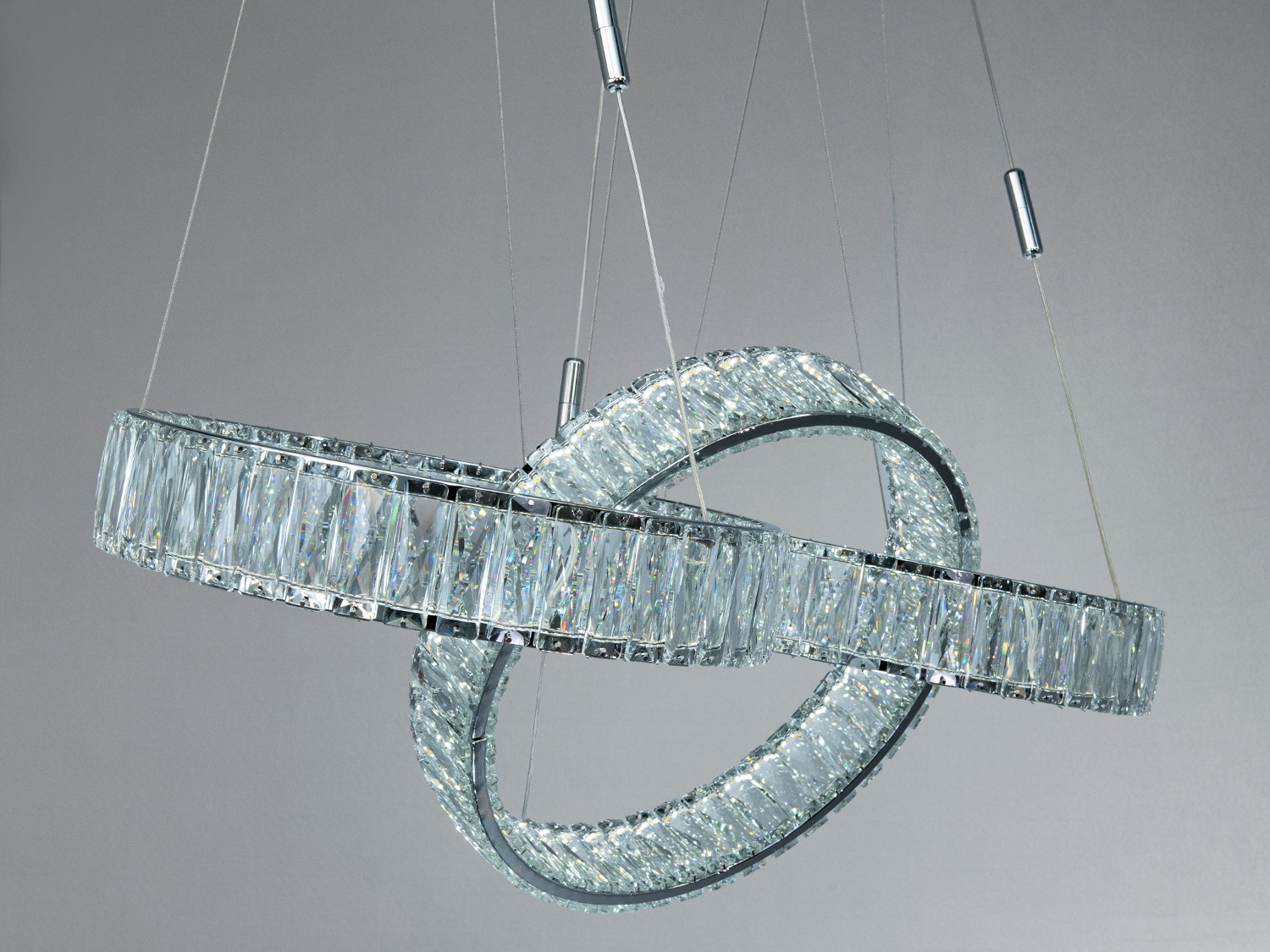 Люстра підвісна LED Diasha хром 3 кільця 140 Вт