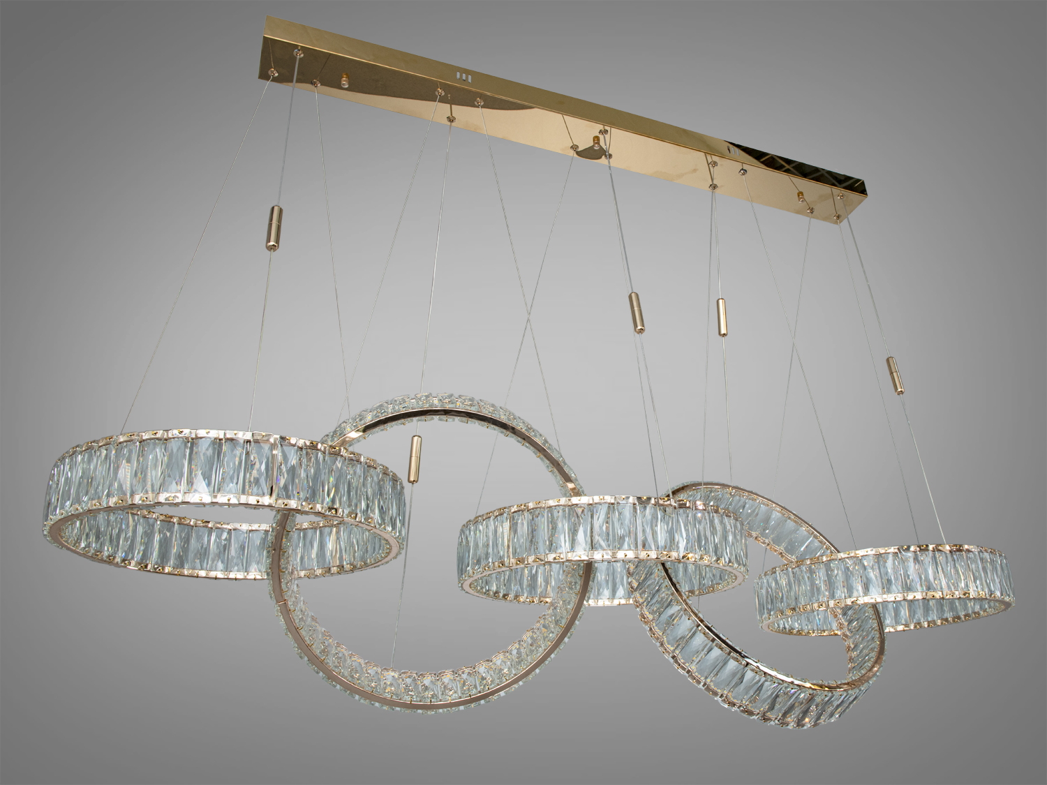 Підвісна люстра LED Diasha золото 5 кілець 195 Вт