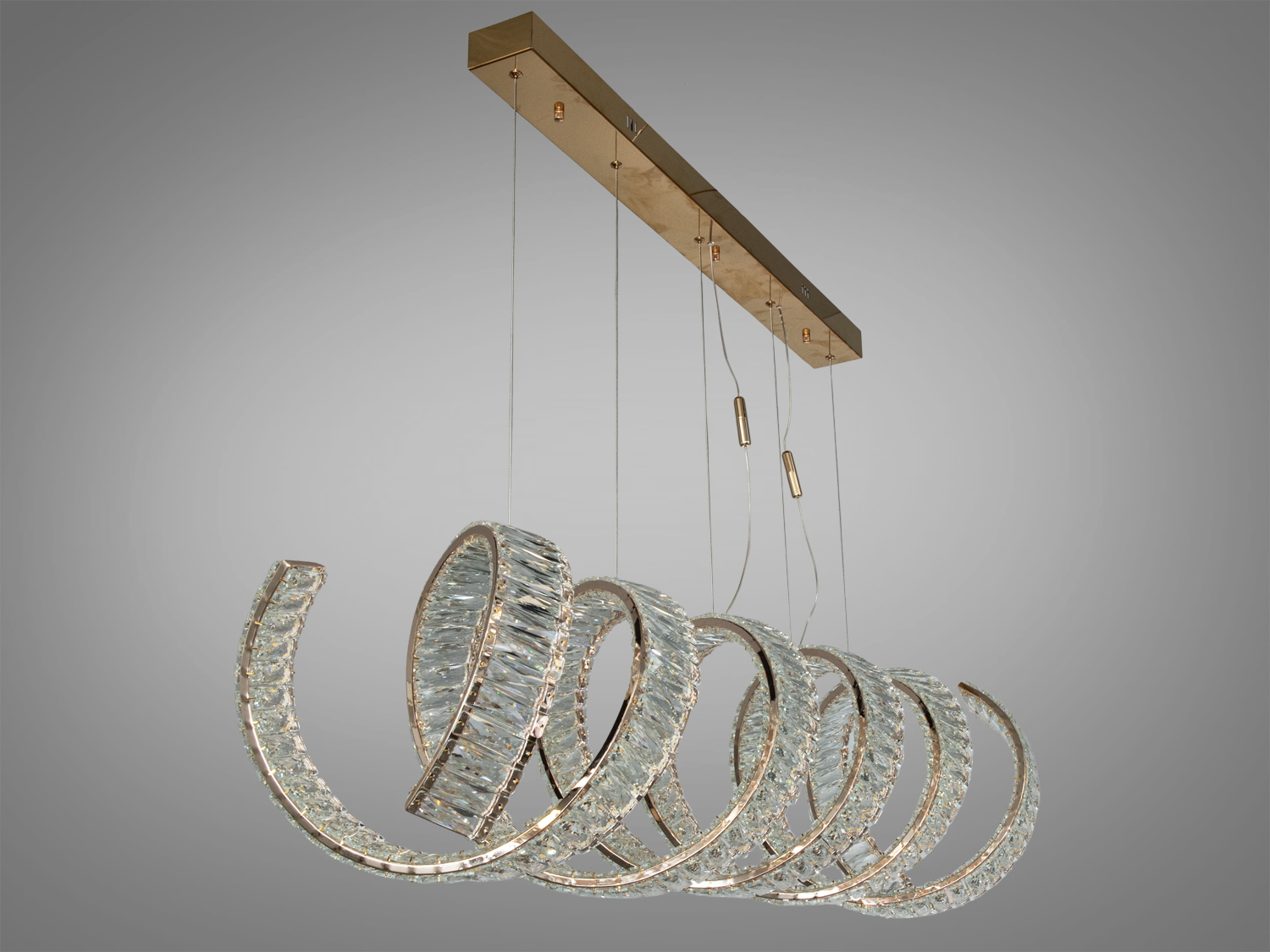 Люстра LED підвісна спіраль золото 250Вт пульт